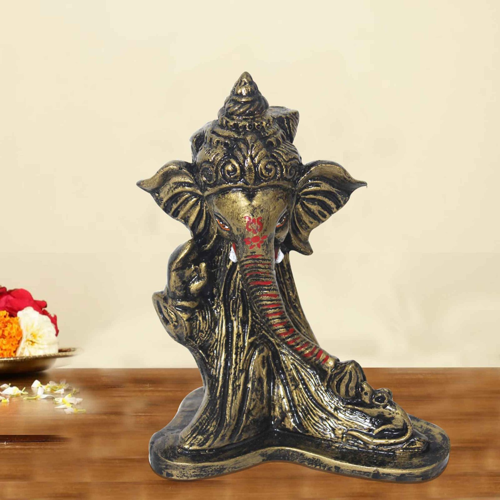 Handicraft Tree Ganesha fengshui items for home decor Brass Antique Finish 19 cm G57GX1253BBAGX