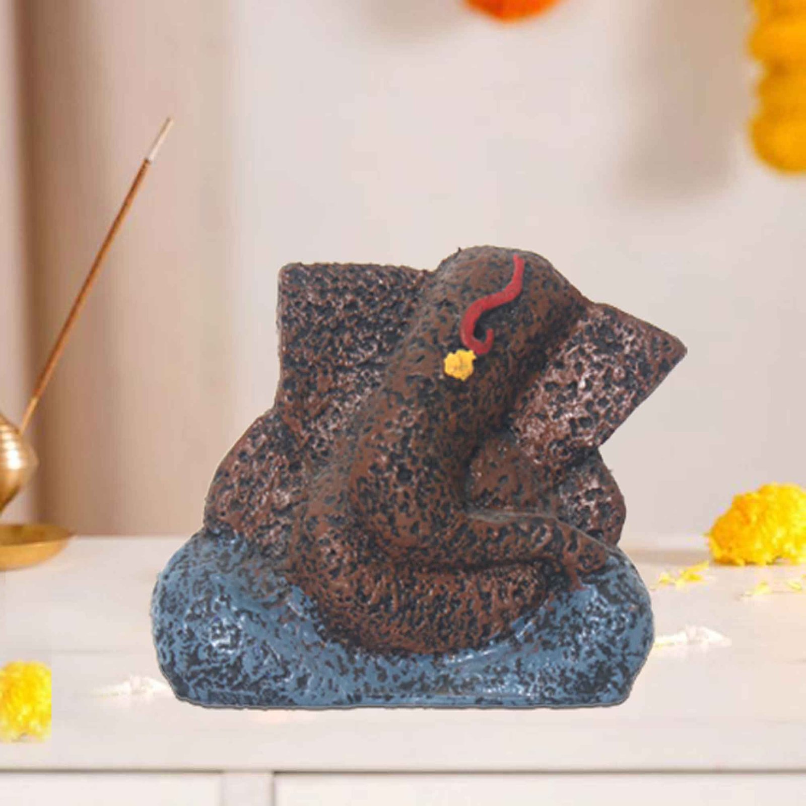 Small Ganpati artifacts for office decor Matte Finish 10 cm G57GX1255AFNMX