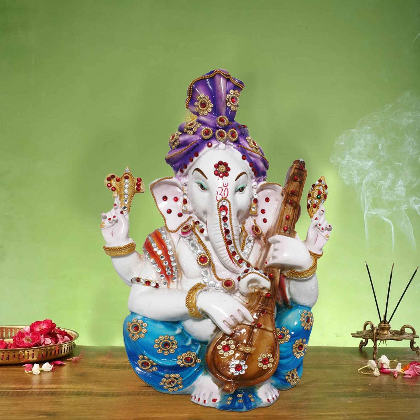 Musical Pagdi Ganesh murti for gift Jewellery Decorated 30 cm G57GX1268WMLGZ