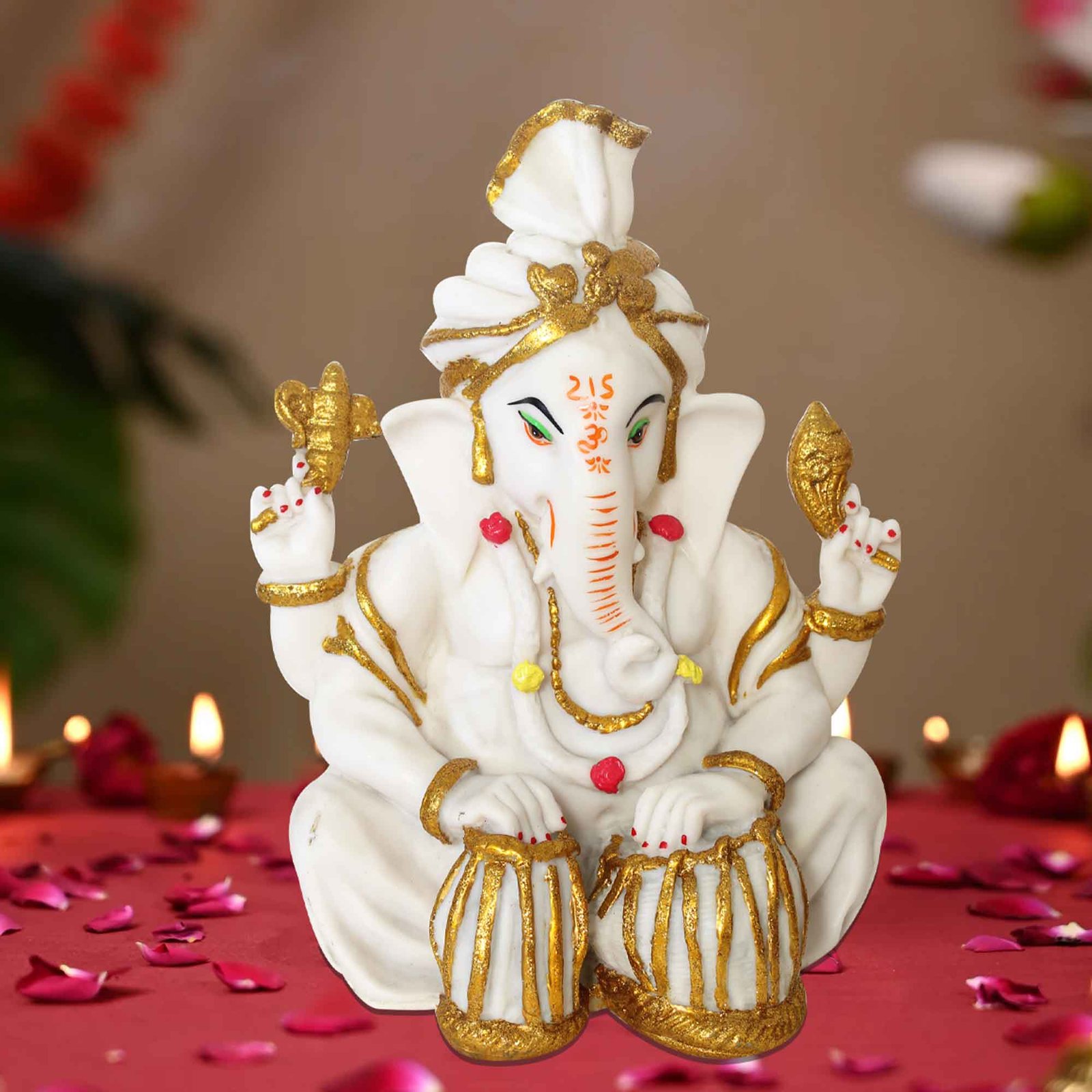 Tabla Ganesha figures for gift Marble Look 30 cm G57GX1269WGCMX