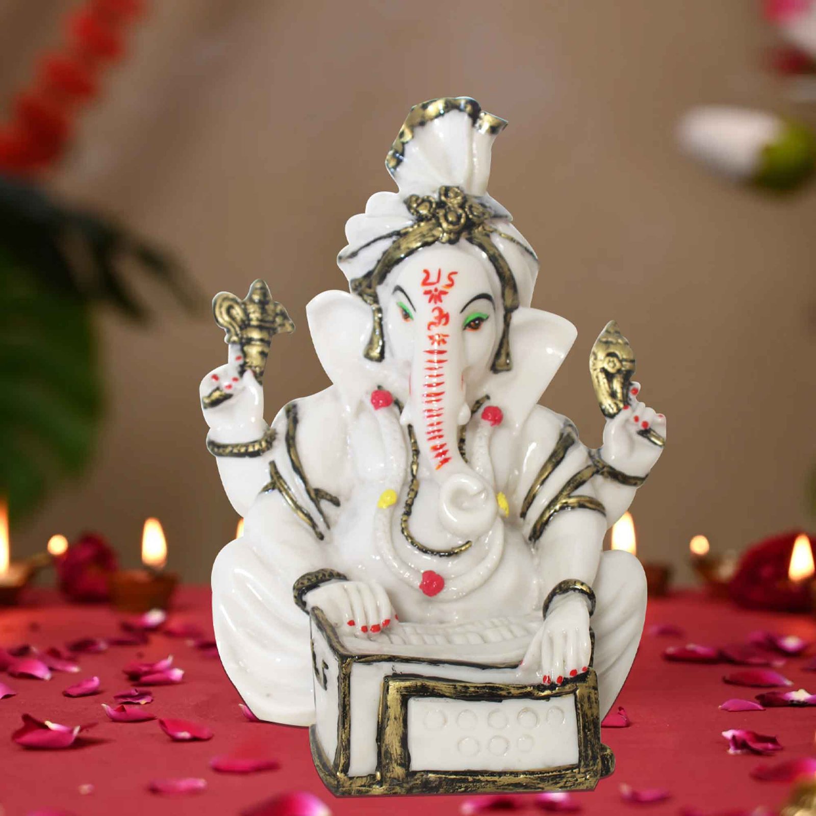 Harmonium Ganesha sculpture for home decoration Marble Look 30 cm G57GX1271WBCGX