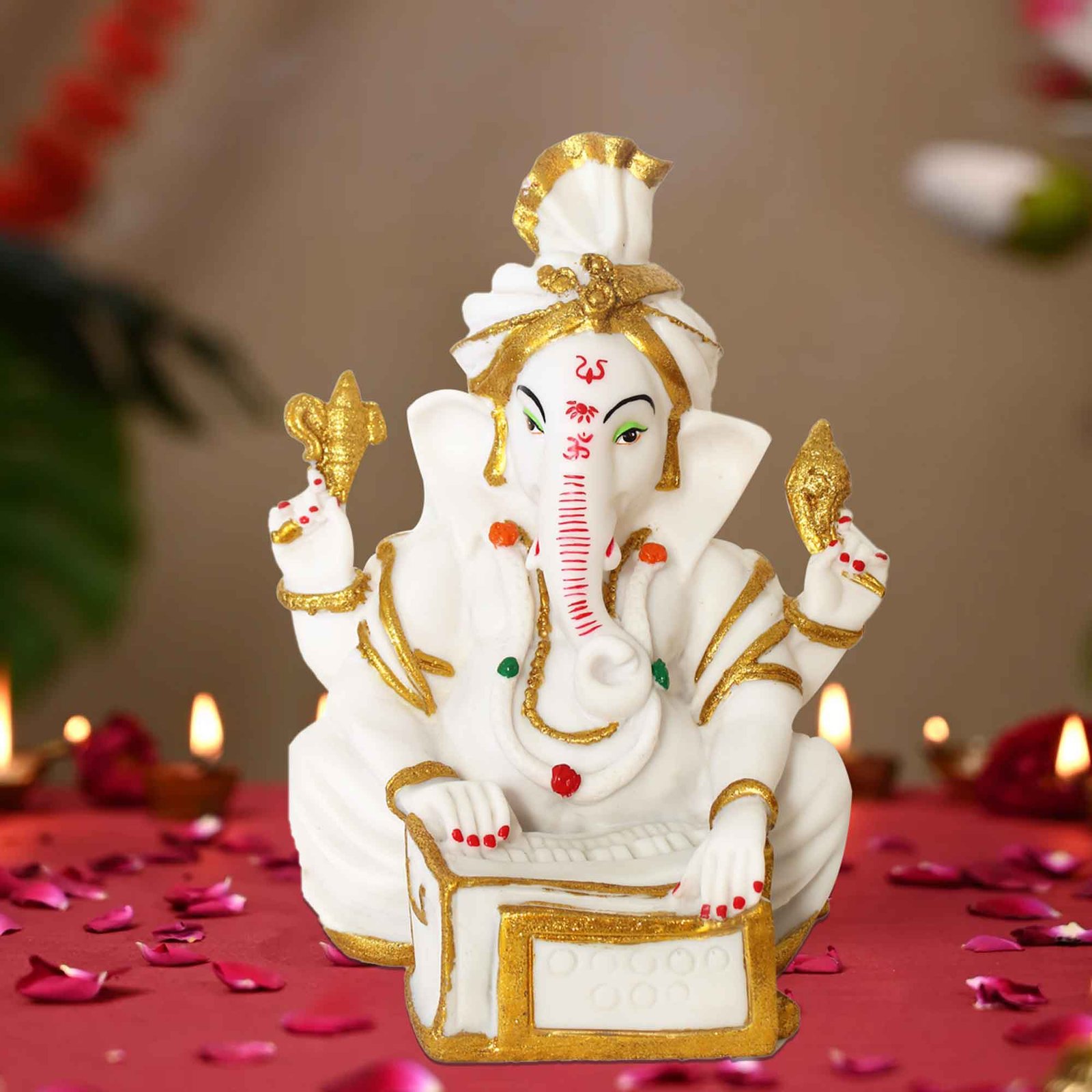 Harmonium Ganesha sculpture for living room Marble Look 30 cm G57GX1271WGCMX