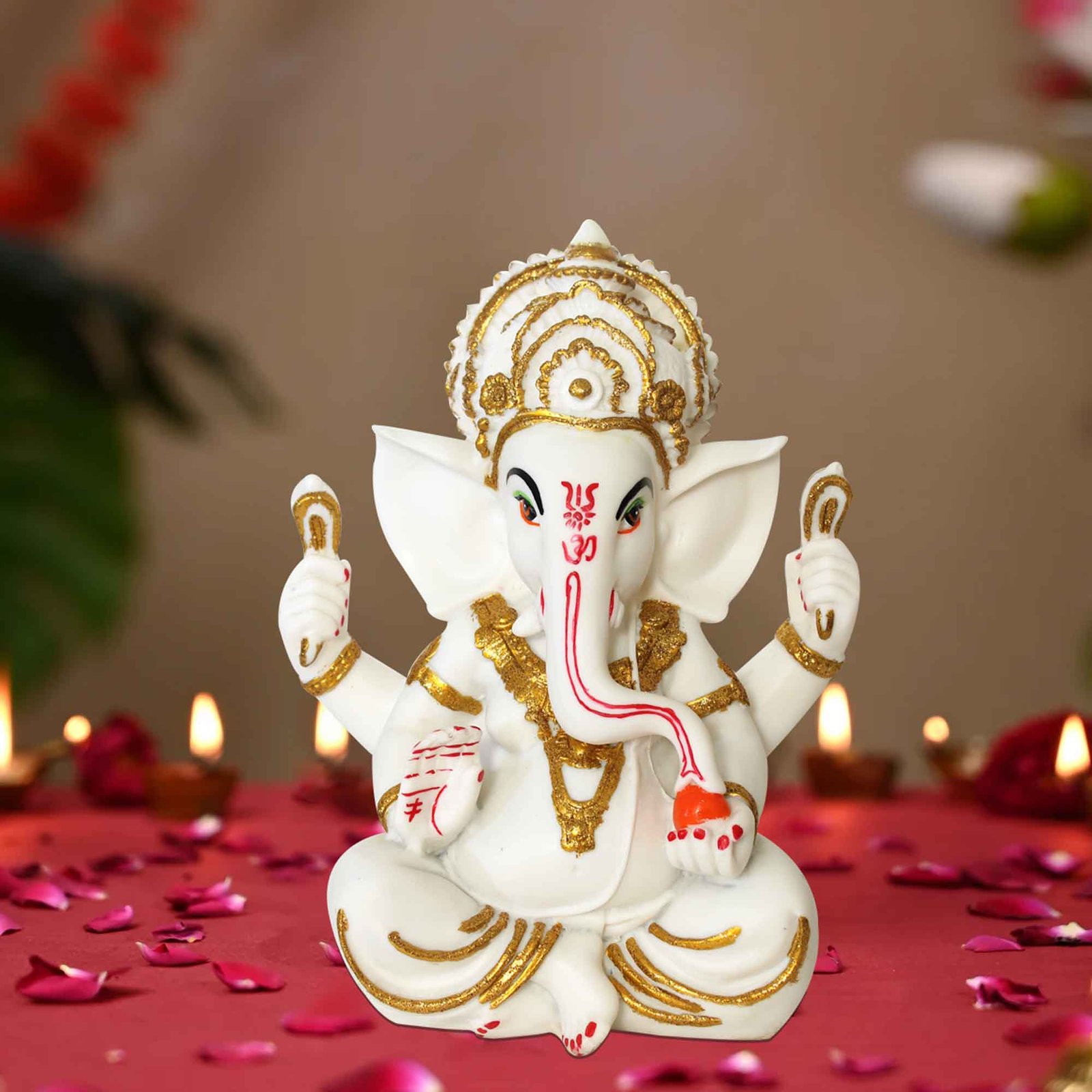 Divine Ganesha showpiece for tv unit Marble Look 25 cm G57GX1275WGCMX