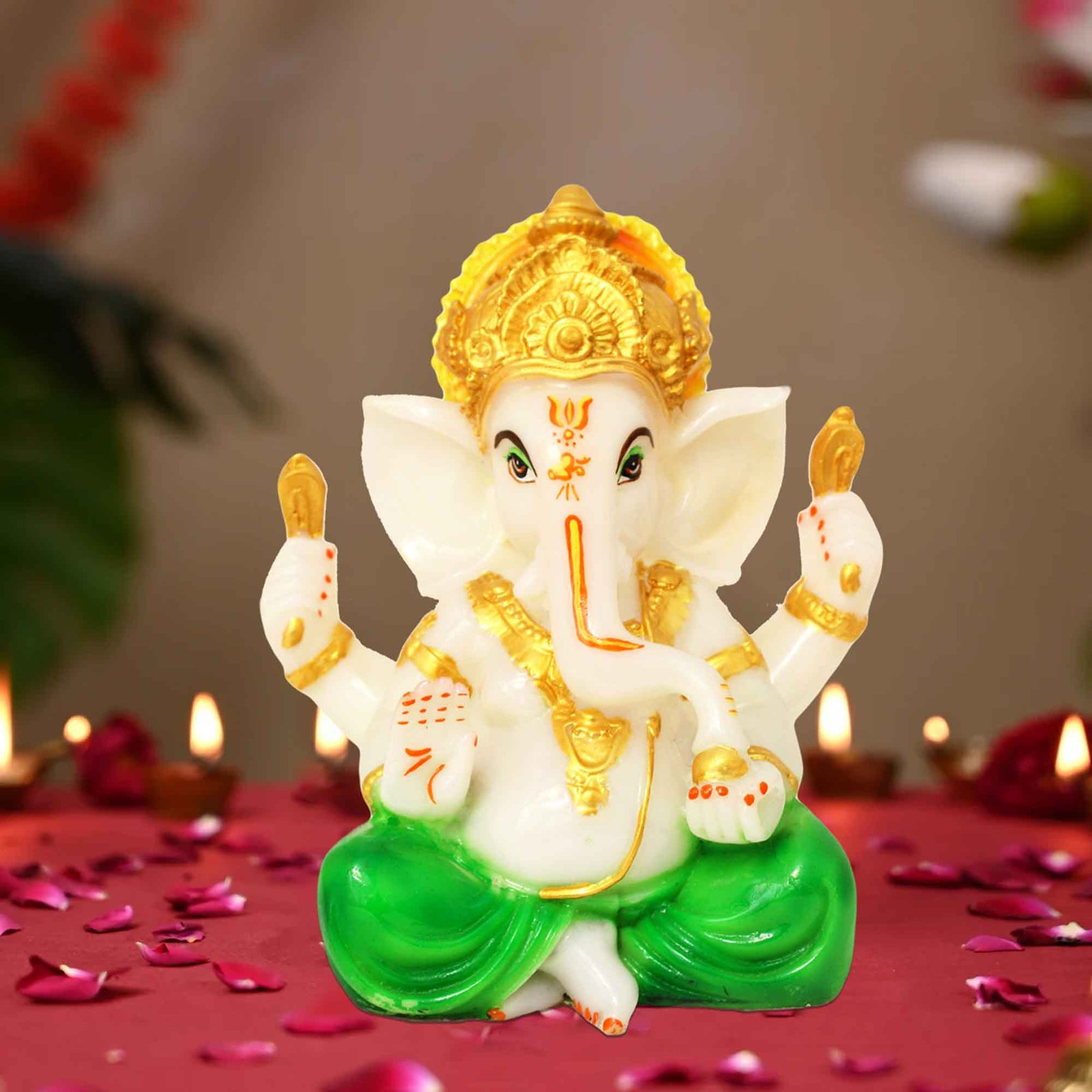 Divine Ganesha showpiece for gift Marble Look 24 cm G57GX1275WHCGX
