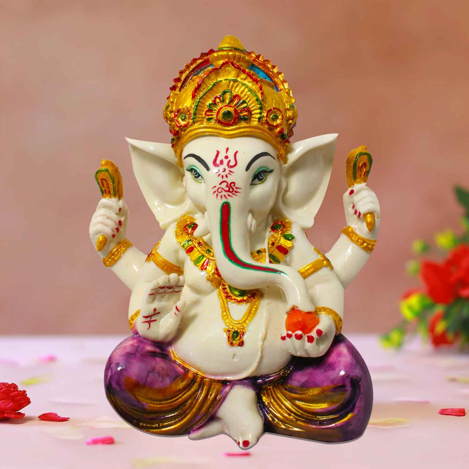 Divine Ganesha statue for living room Gloss Finish 23 cm G57GX1275WJLGX