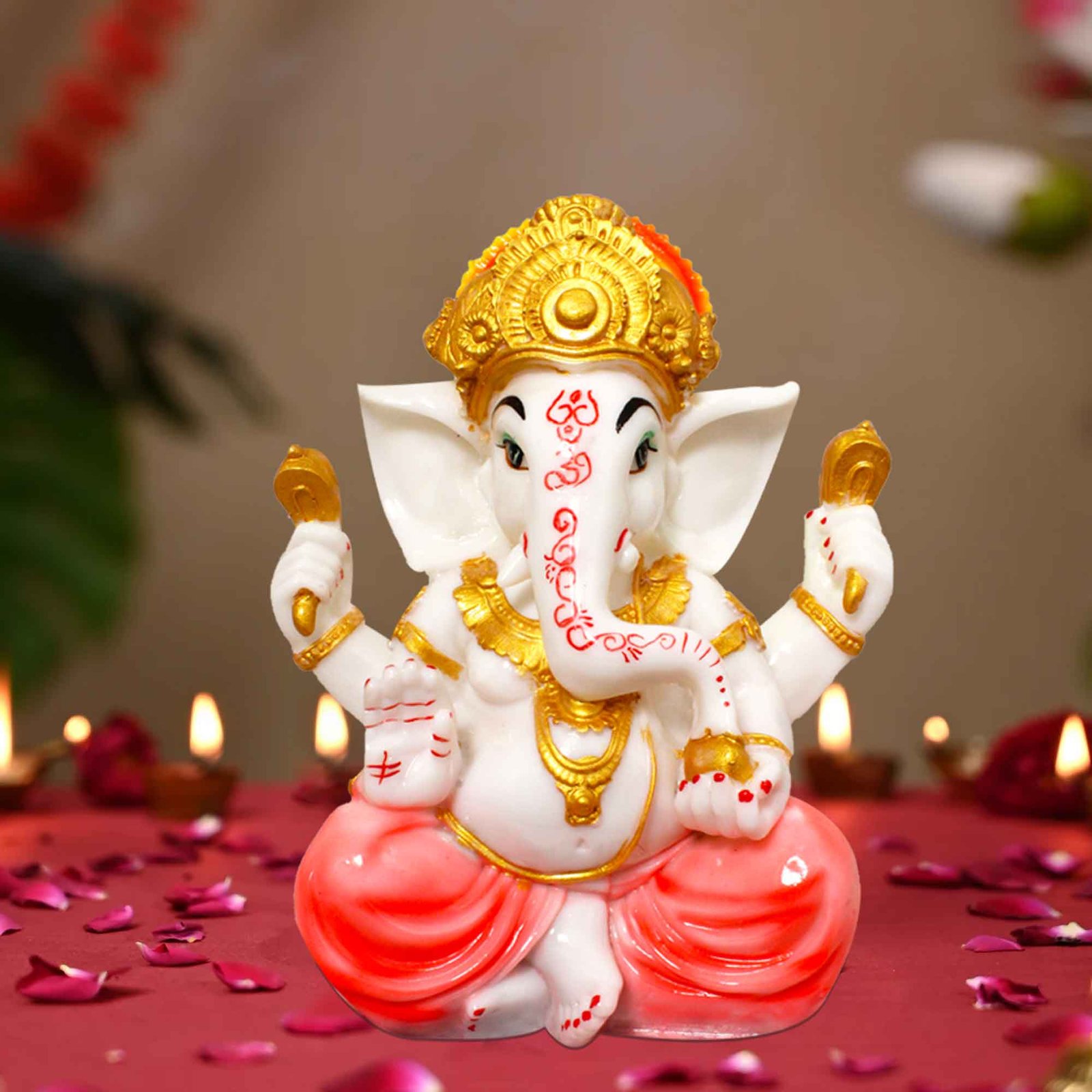Divine Ganesha showpiece for home decor living room Marble Look 23 cm G57GX1275WPCGX
