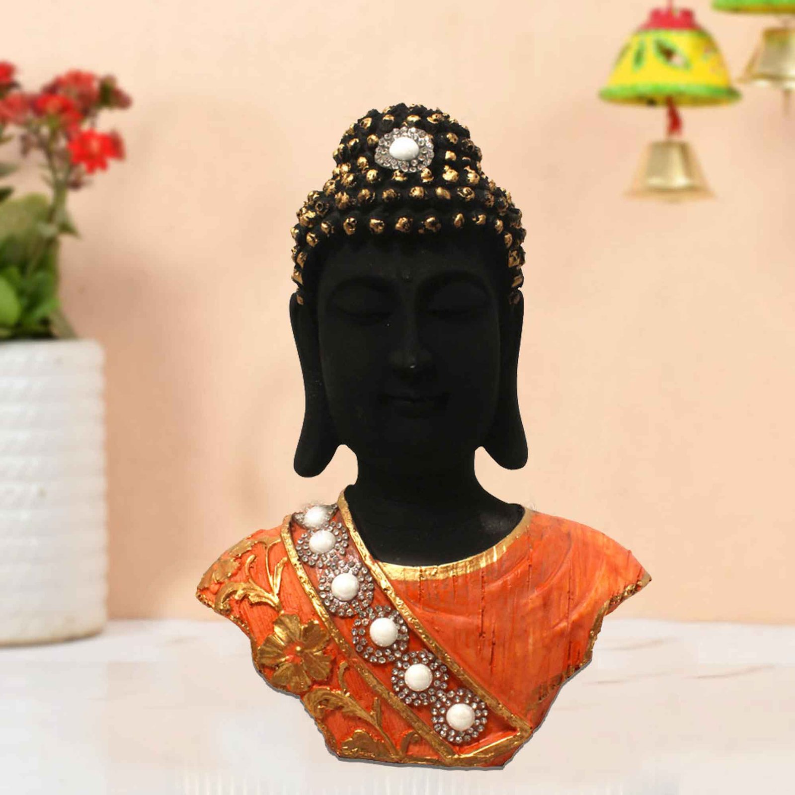 Tabletop Buddha Bust fengshui items for home decor Jewellery Decorated 23 cm G57GX1277KOMMZ