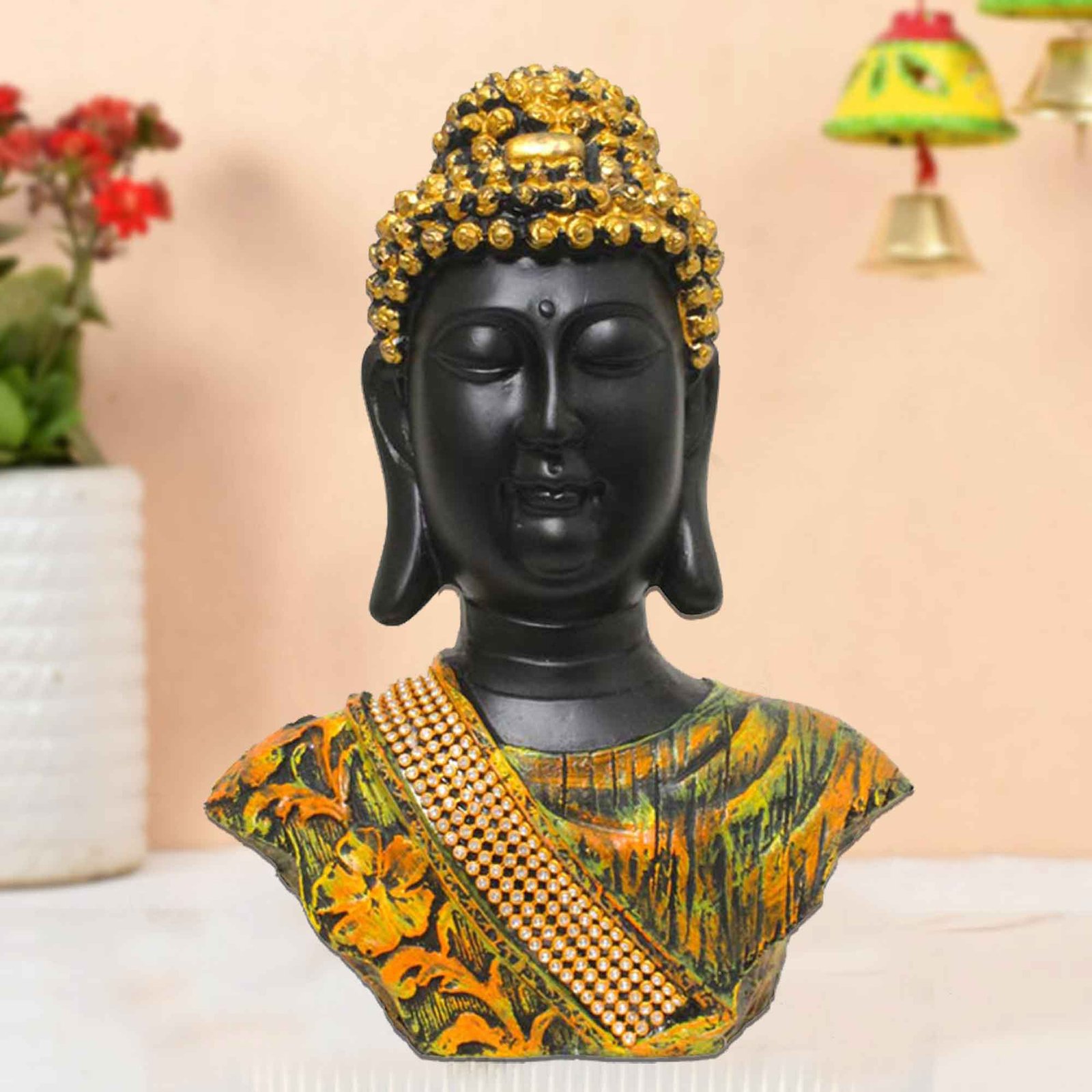 Tabletop Buddha Bust gift items for home inaugration Jewellery Decorated 23 cm G57GX1277KYMMZ