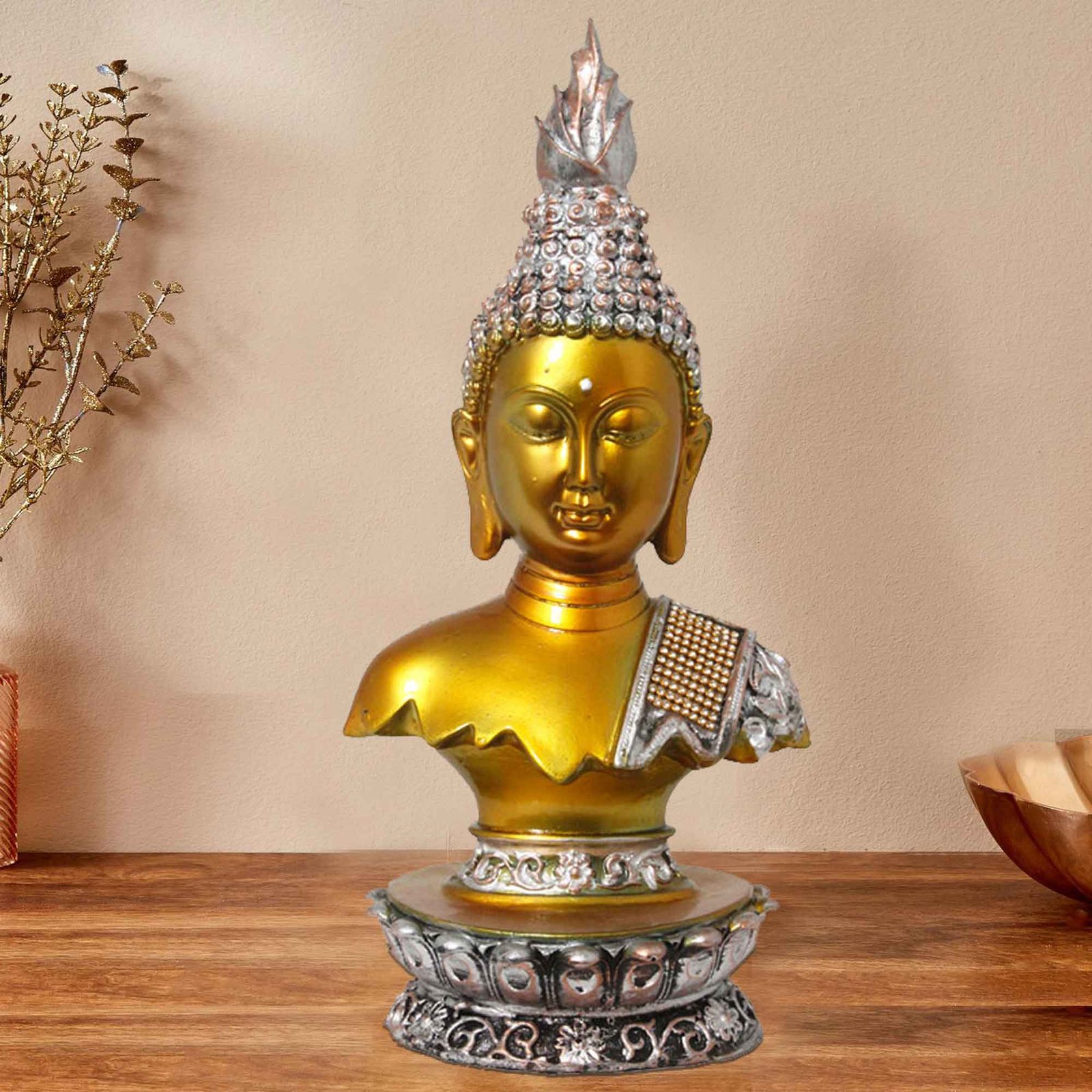 Buddha Bust showpiece for tv unit Pearl Finish 36 cm G57GX1280GSSGZ