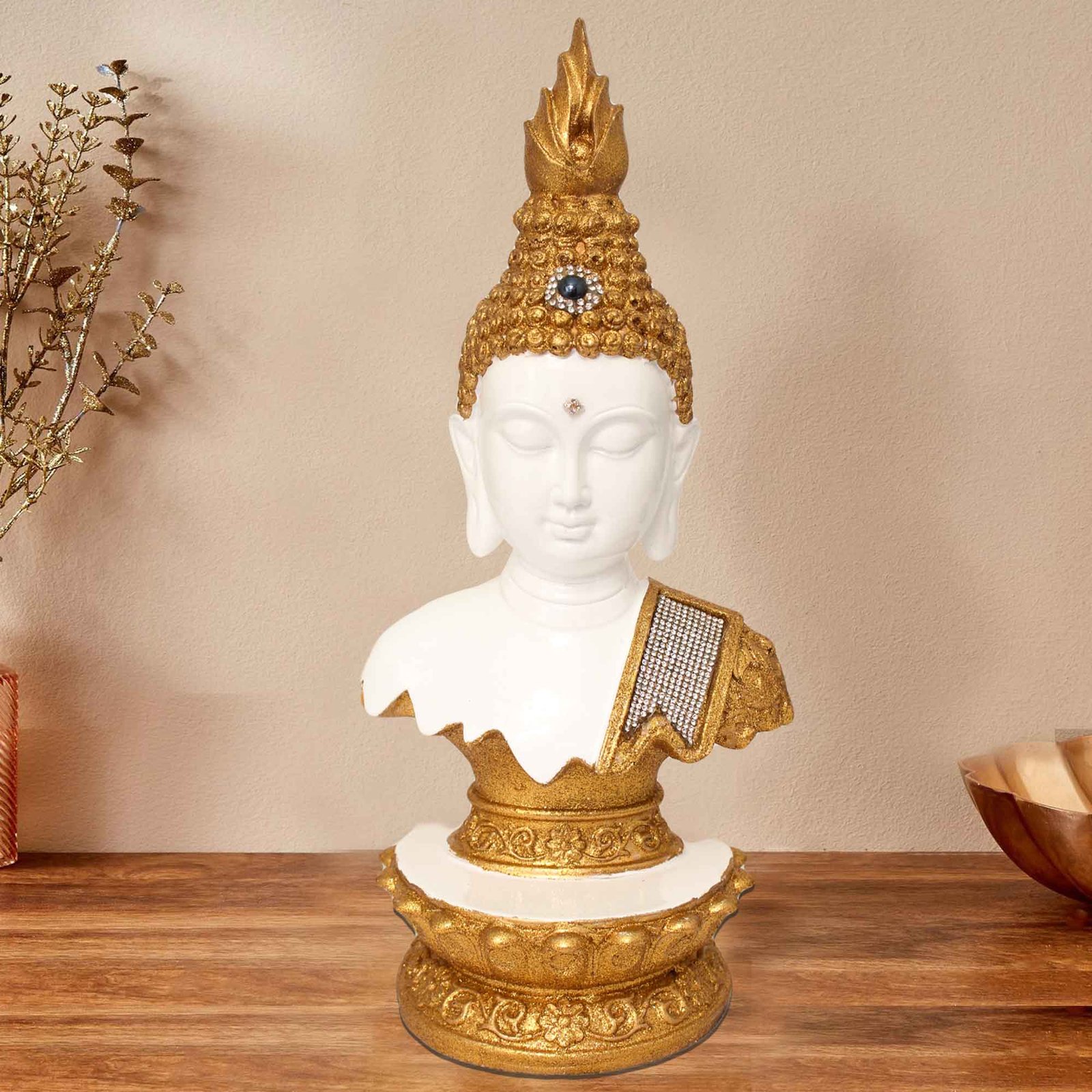 Buddha Bust idols for home decoration Glitter Finish Jewellery Decorated 36 cm G57GX1280WGGGZ