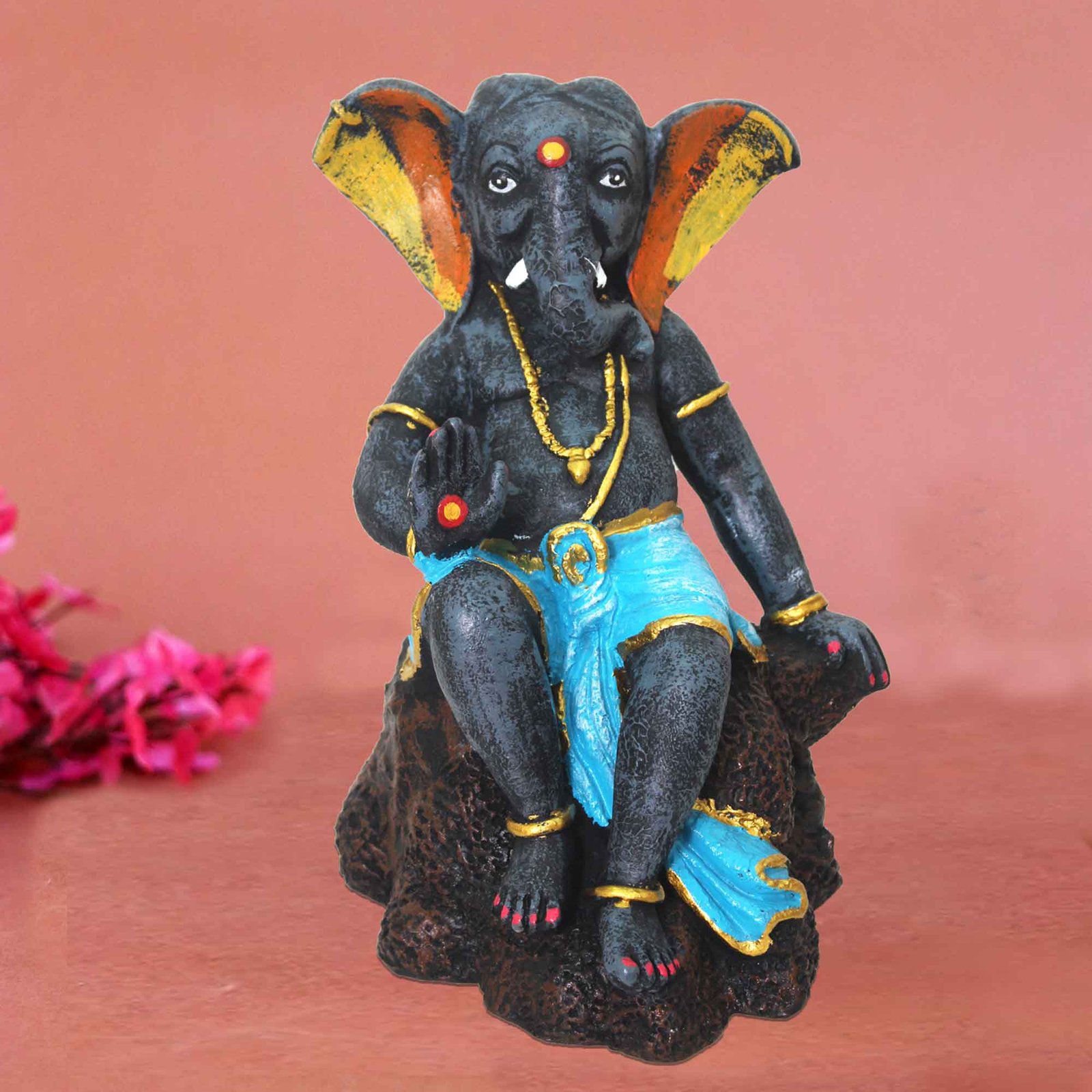 Blessing Sitting ganesh murti for home decoration Matte Finish 27 cm G57GX1284FNLMX