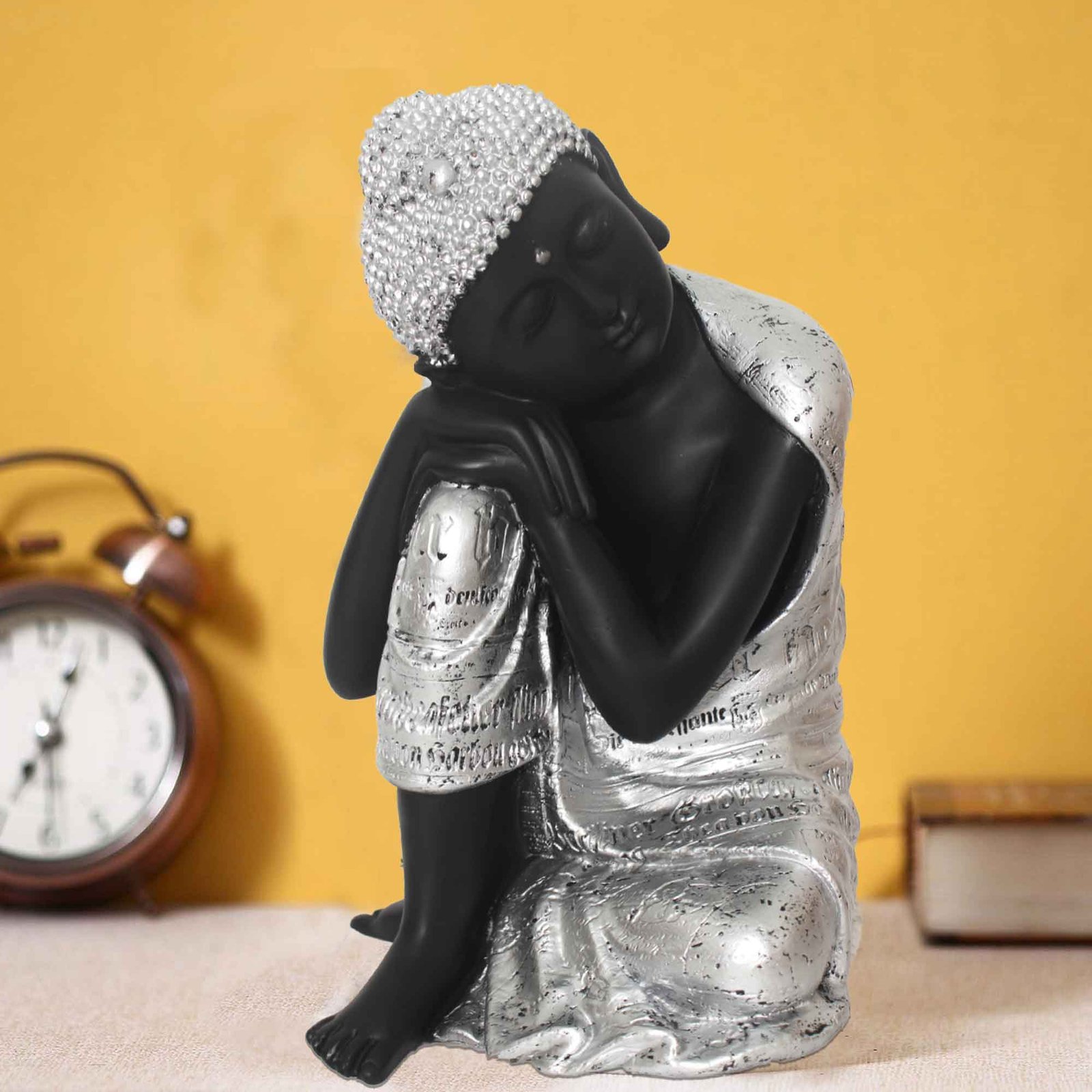 Resting Buddha on Knee showpiece for gift Matte Finish 33 cm G57GX1292KSNMX