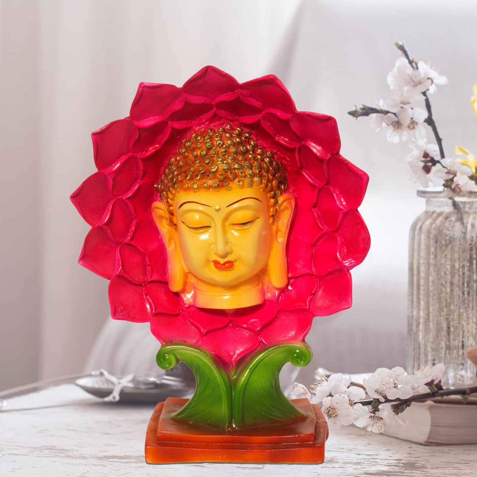 Kamal Buddha Face idols for living room Gloss Finish 27 cm G57GX1294PVMGX
