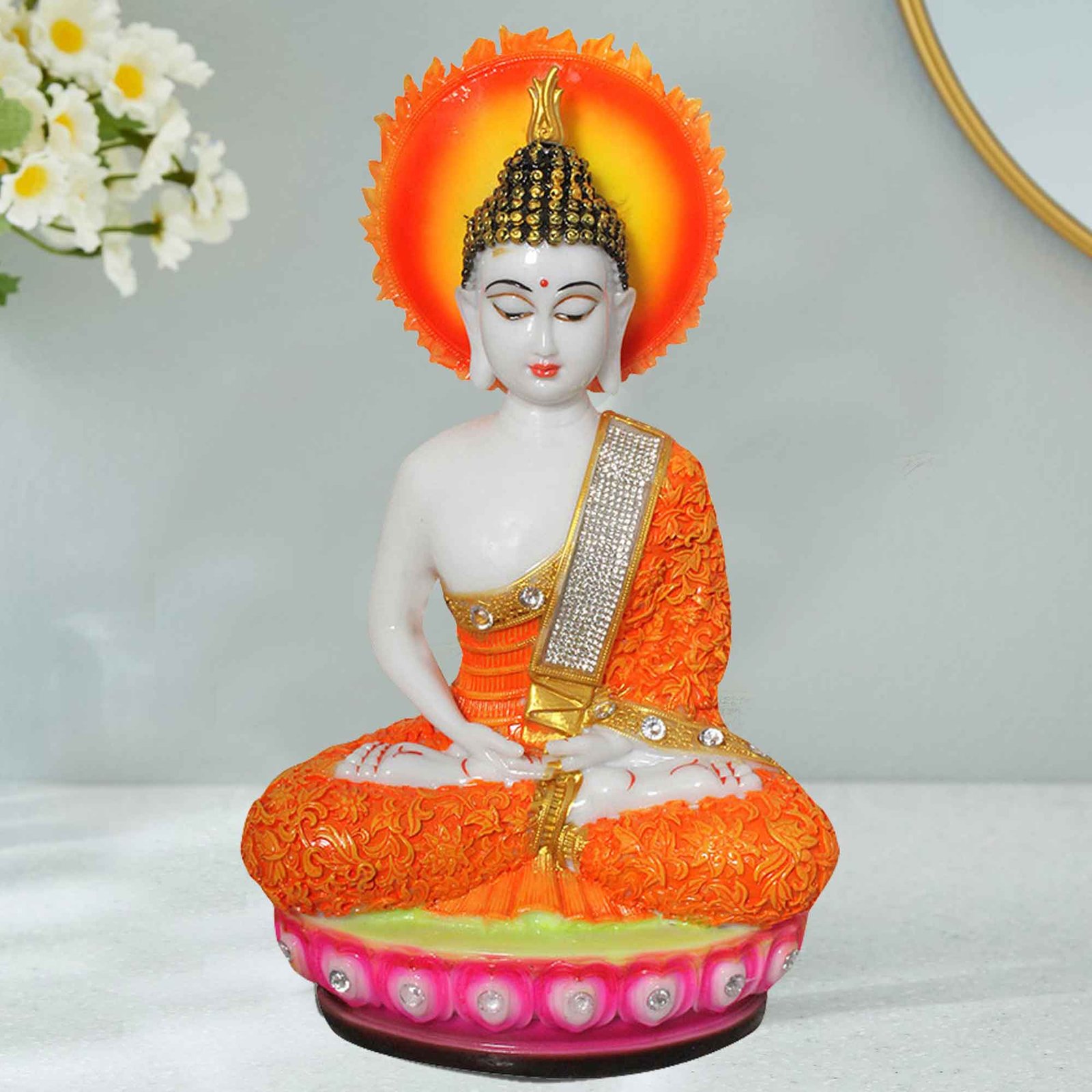 Chakra Gautam Buddha gift items for home decor Marble Look Jewellery Decorated 43 cm G57GX1301WOCGZ