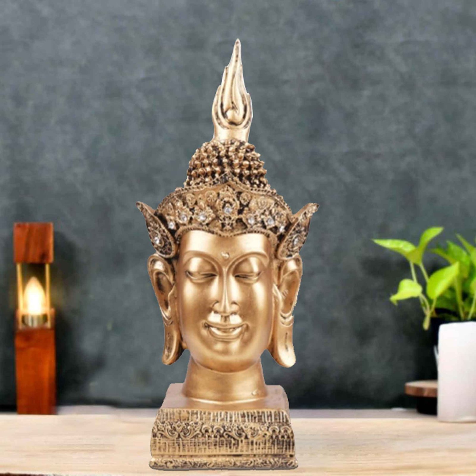 Crown Gautam Buddha statue for living room Gloss Finish 33 cm G57GX1302GGNGX