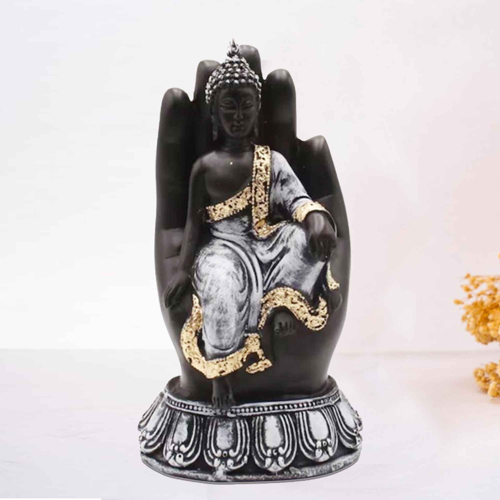 Palm Gautam Buddha miniature decorative items Matte Finish 19 cm G57GX1305KFNMX