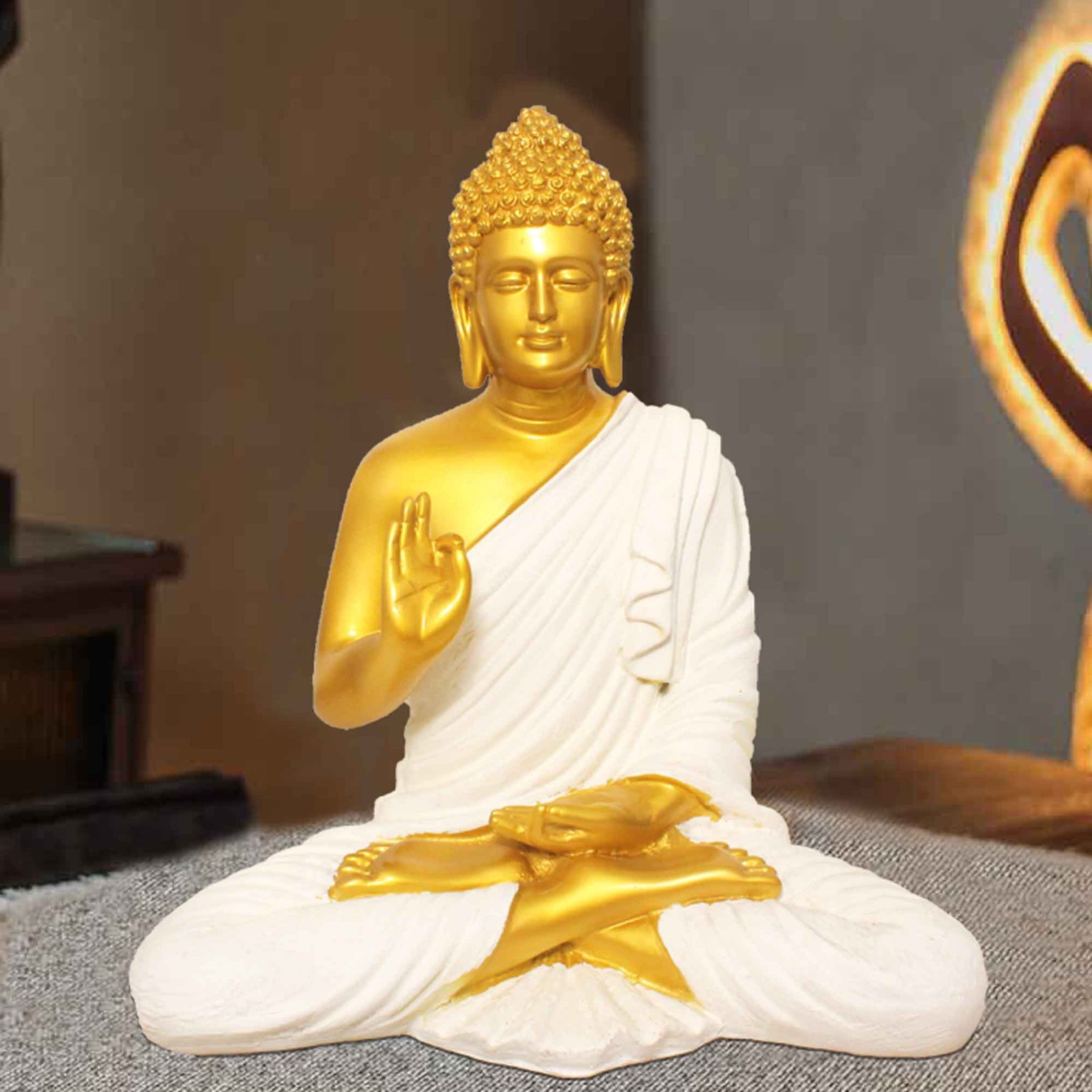 Blessing Lord Buddha sculpture for tv unit Pearl Finish 36 cm G57GX1307GISGX