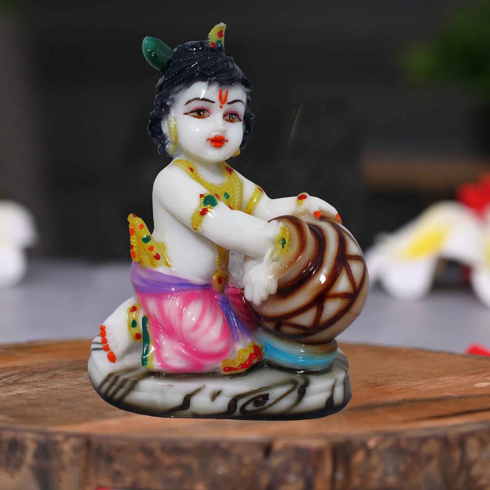 Maakhan Krishna idols for home decoration Marble Look 19 cm G57GX1311WPCGX