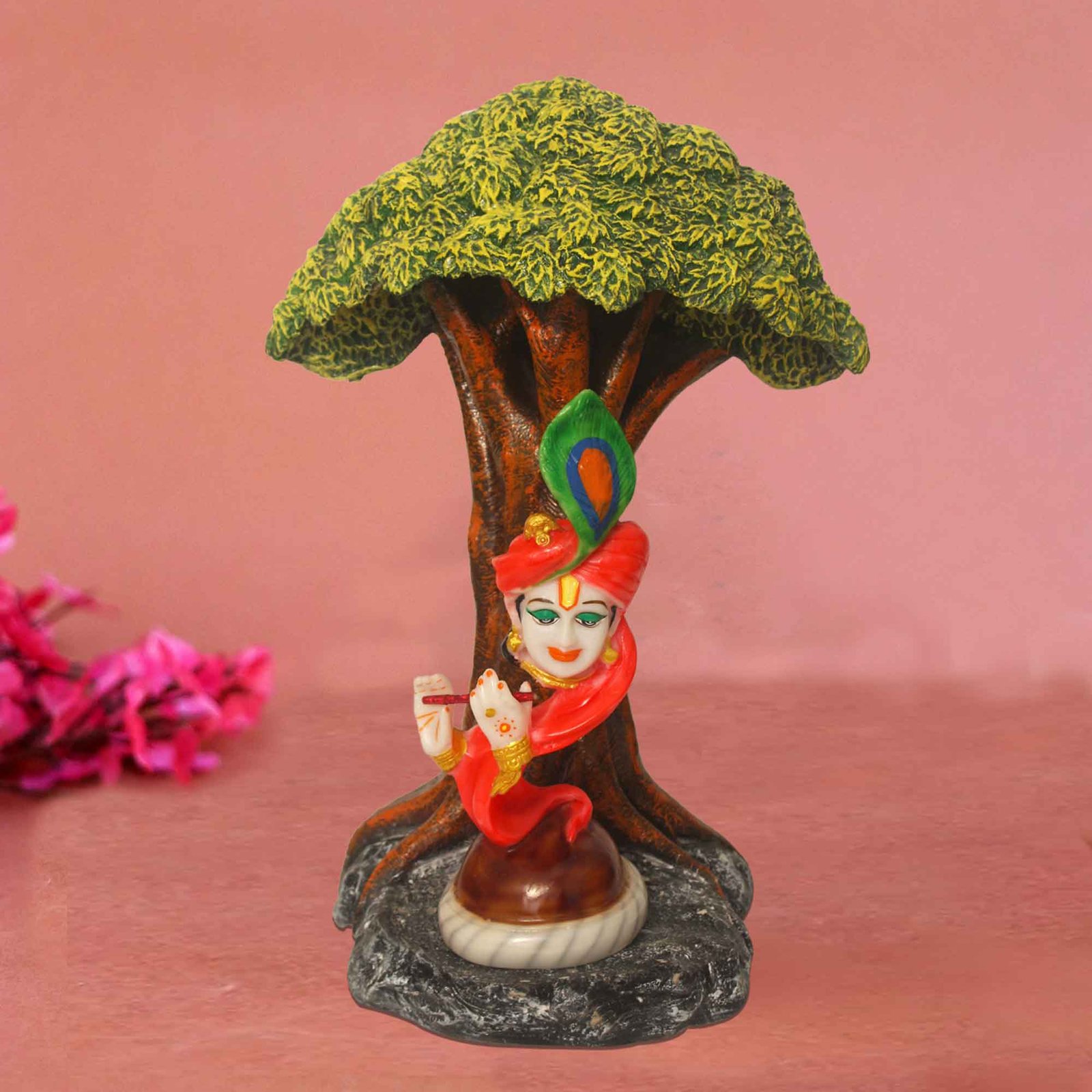 Flute Krishna Under Tree murti for living room Antique Finish 44 cm G57GX1321HAMG2-48X079O