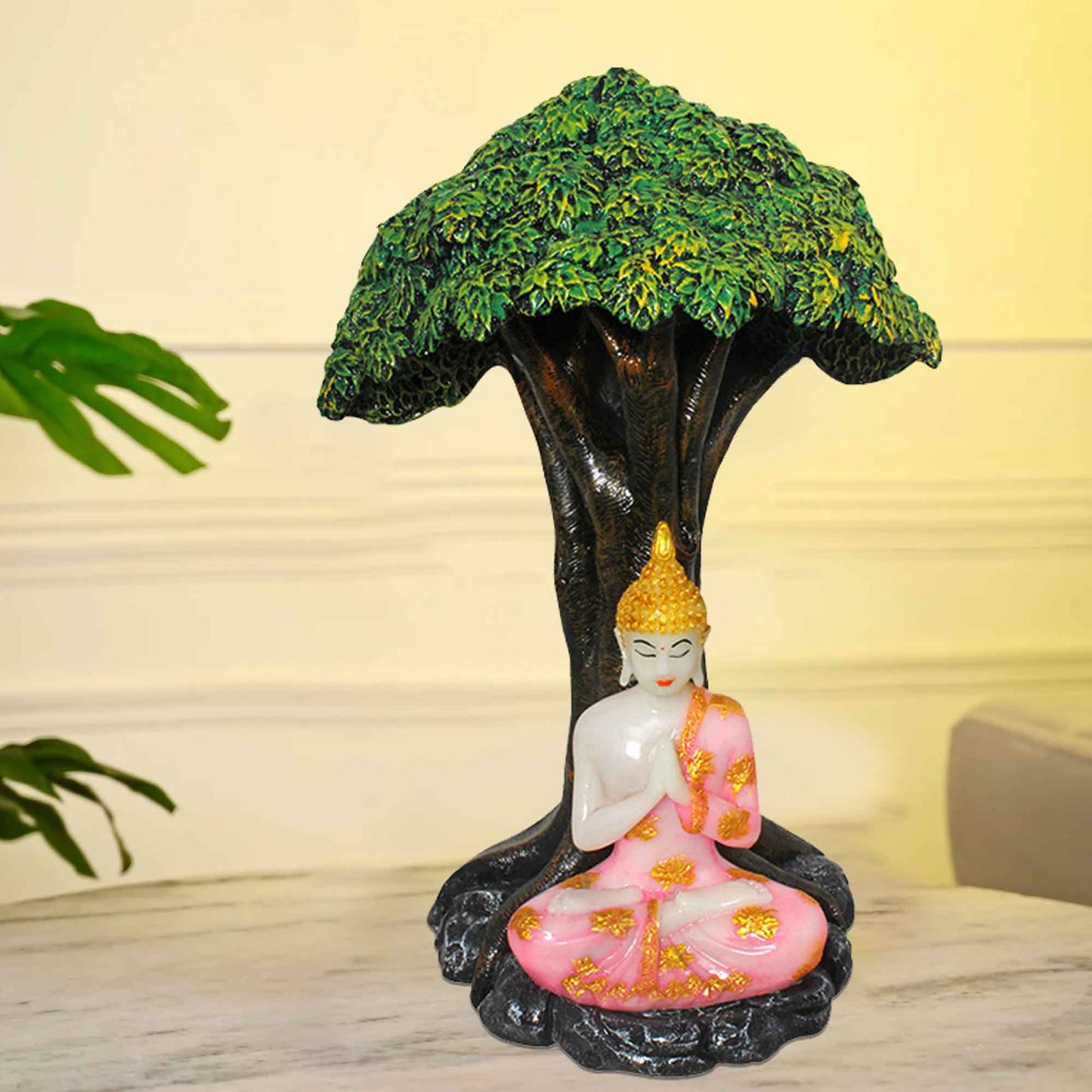 Meditating Buddha Under Tree figures for tv unit Marble Look 44 cm G57GX1321HAMG2-518WPCGX