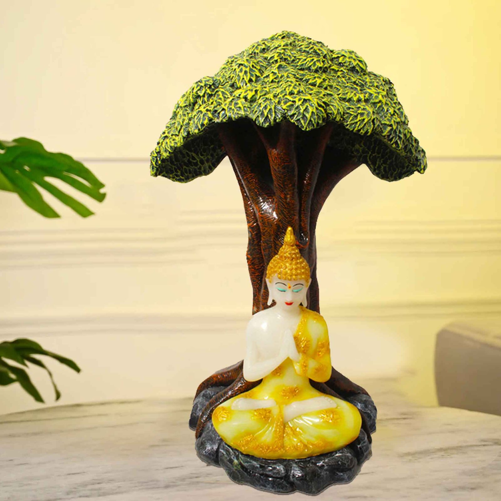 Meditating Buddha Under Tree gift items for home decor Marble Look 44 cm G57GX1321HAMG2-518WYCGX