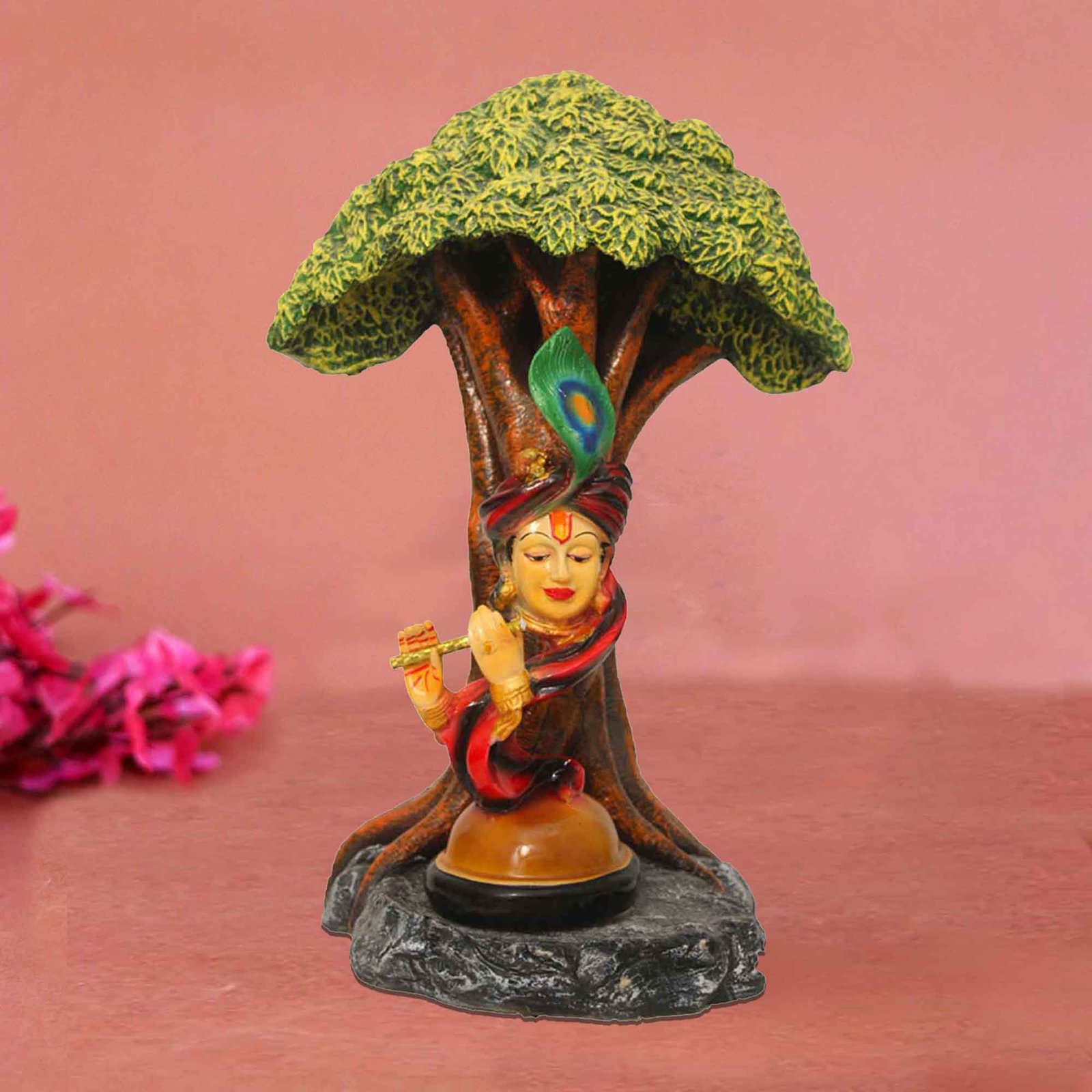 Flute Krishna Under Tree murti for gift Antique Finish 44 cm G57GX1321HAMG2-62X034R