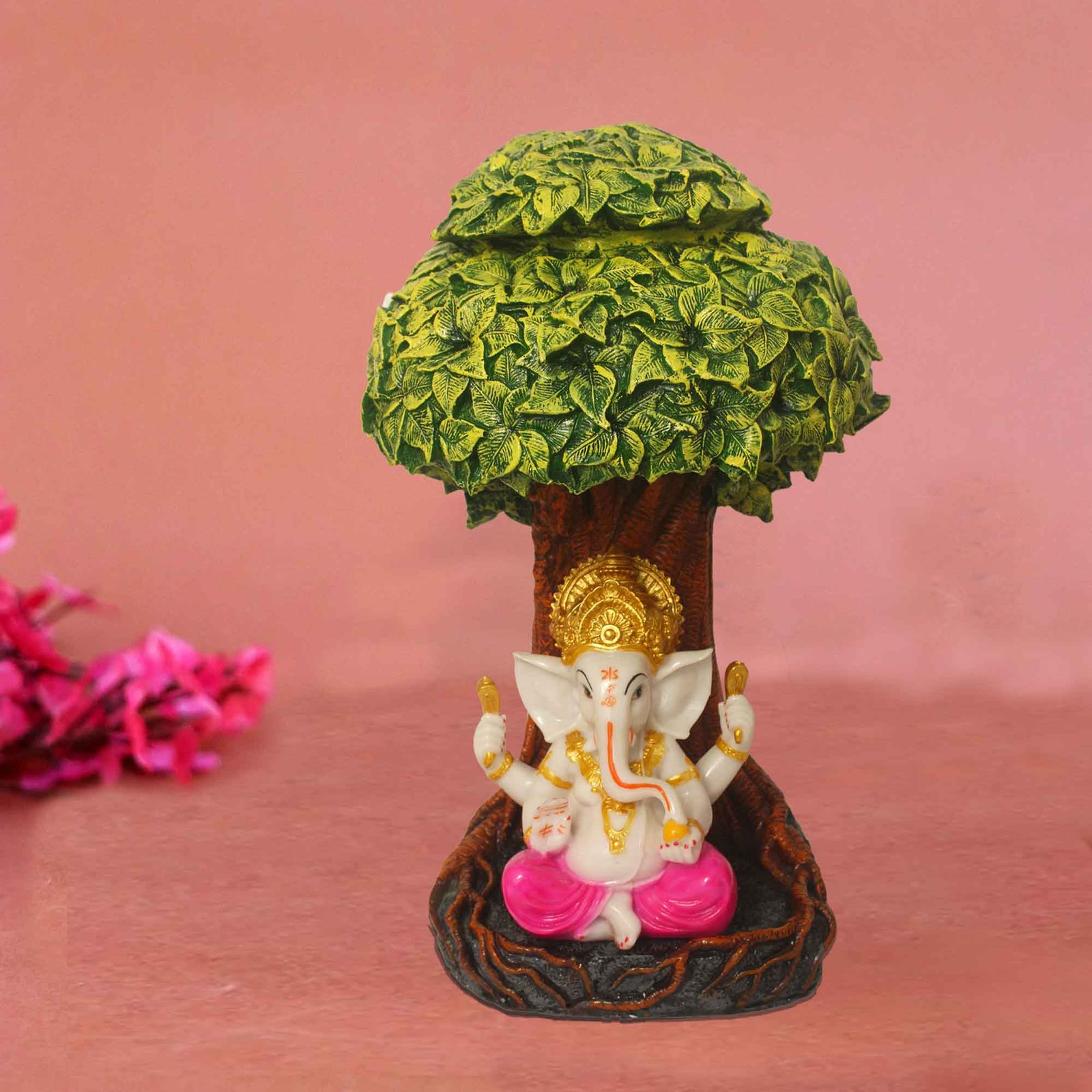 Ganesha Under Kalpvriksh Tree murti for living room Marble Look 61 cm G57GX1322HAMG2-275WPCGX