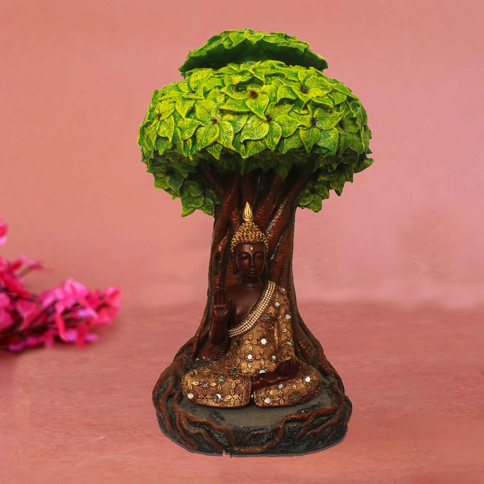 Buddha Under Kalpvriksha Tree artifacts for tv unit Antique Finish 61 cm G57GX1322HAMG2-36X013A