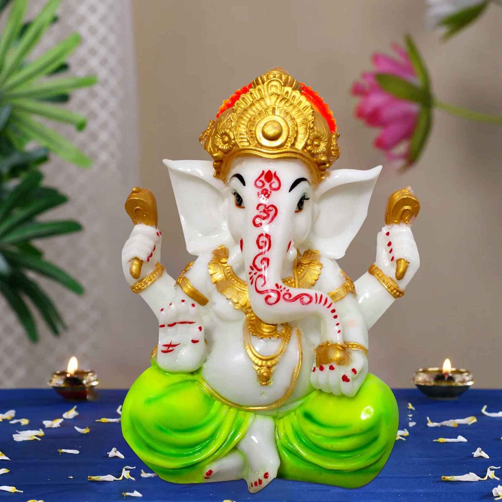 Blessing Ganpati sculpture for home decoration Marble Look 30 cm G57GX1324WUCGX