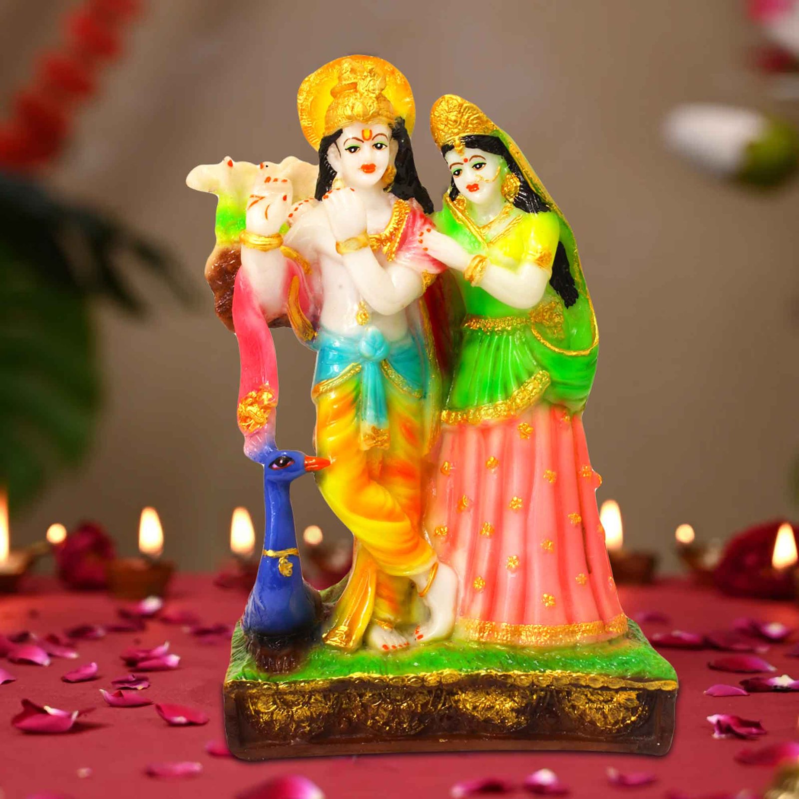 Mor Radha Krishna showpiece for home Marble Look 30 cm G57GX1325WMCGX