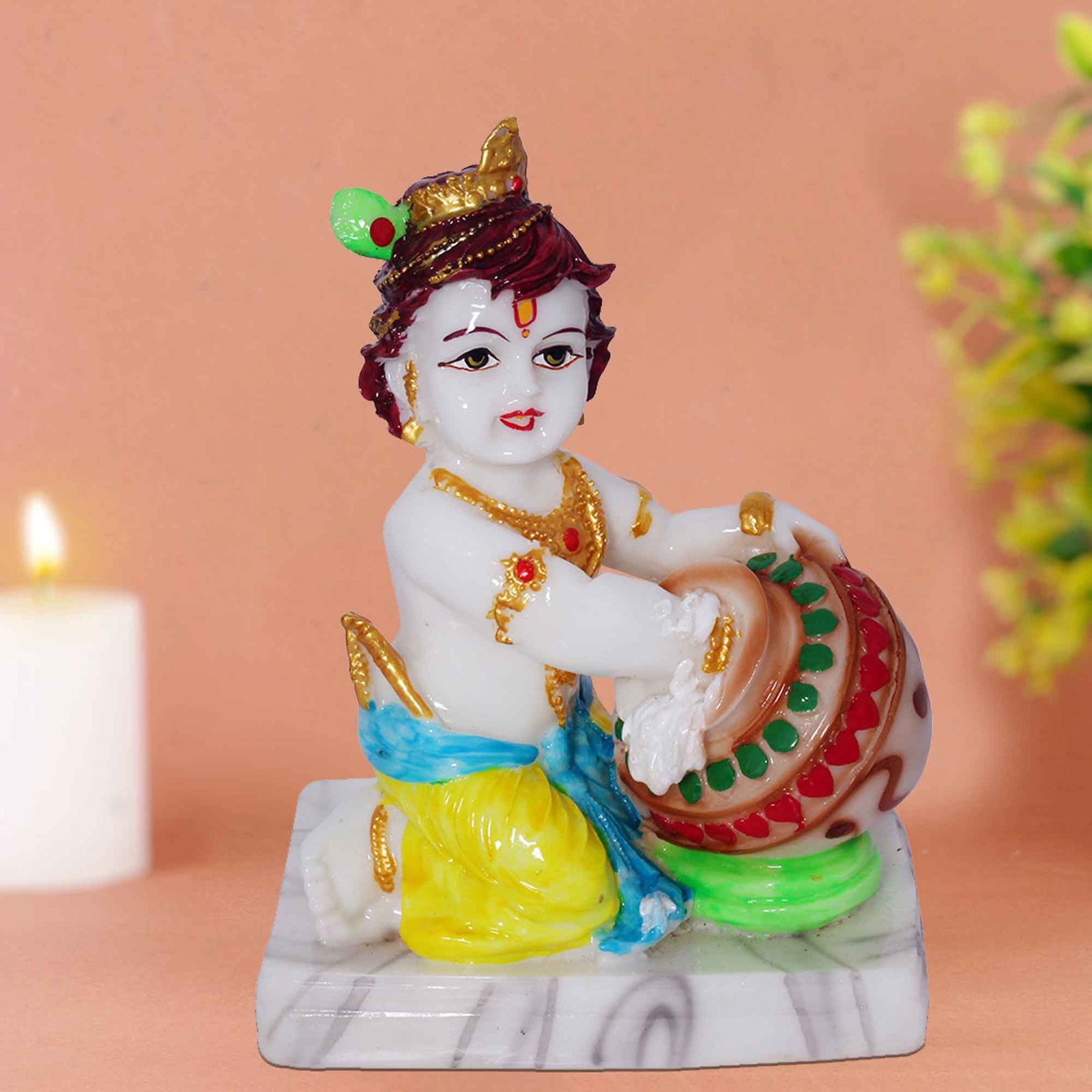 Makhan Krishna figures for tv unit Marble Look 19 cm G57GX1326WYCGX