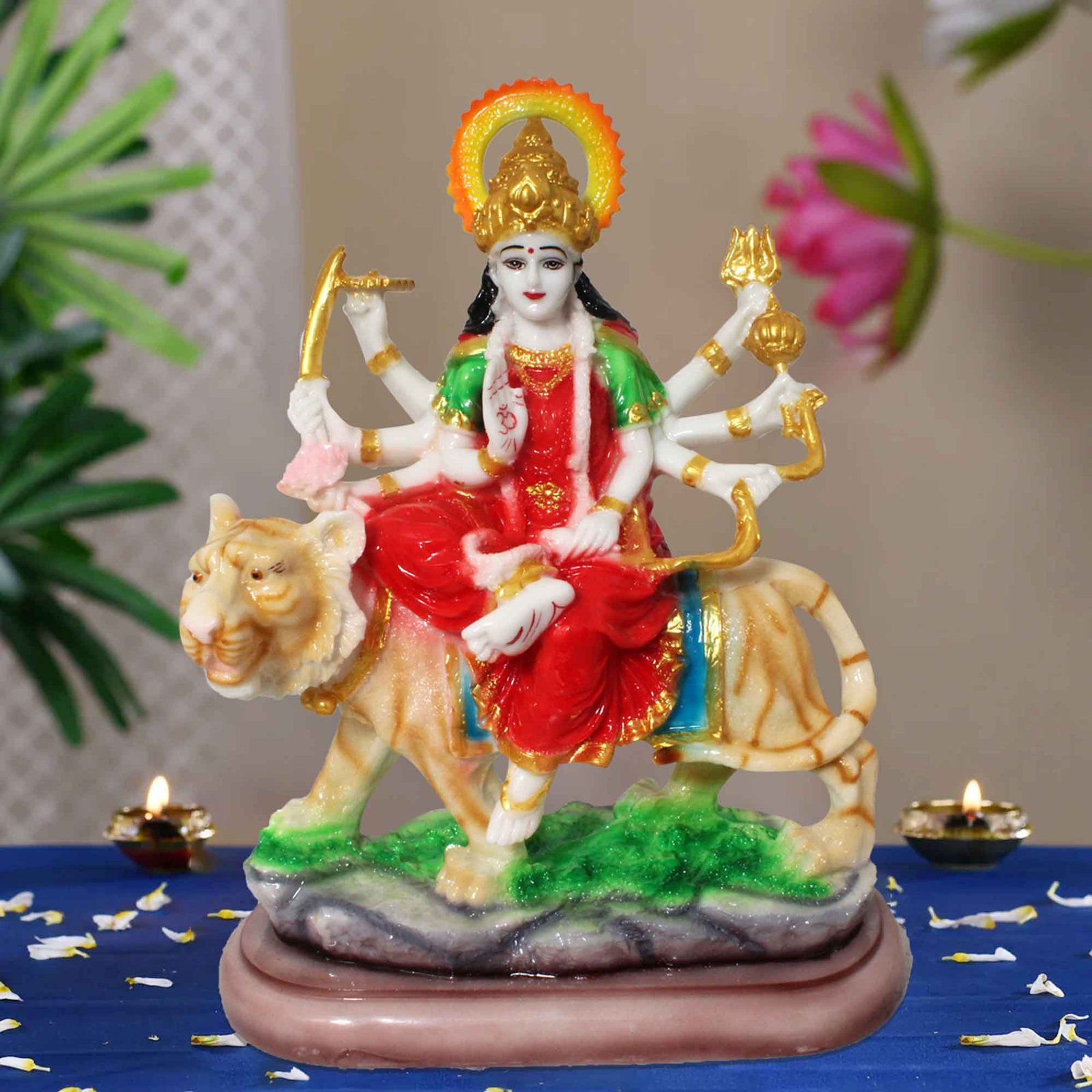 Goddess Durga Maa murti for pooja room Marble Look 33 cm G57GX1349WMCGX
