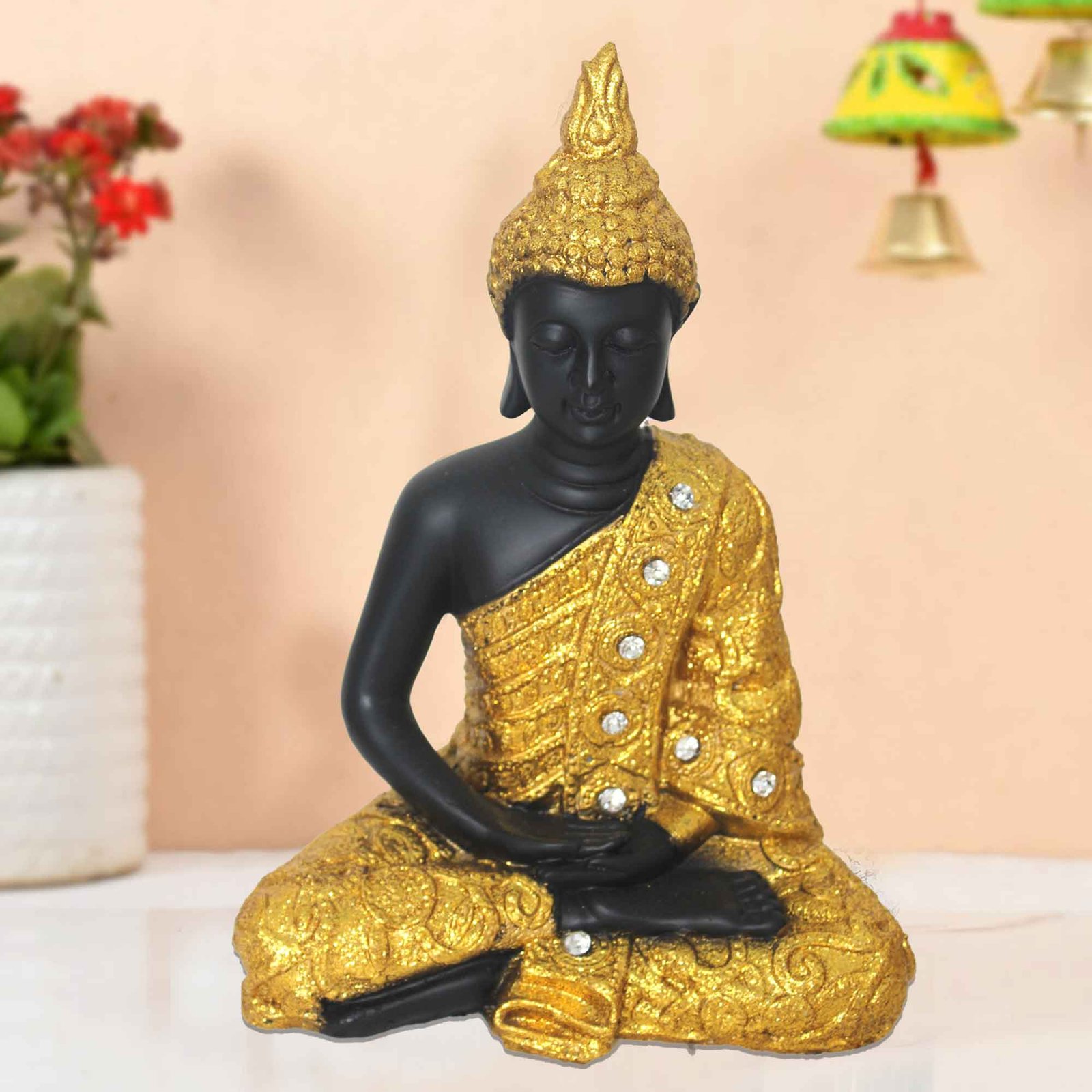 Meditating Buddha miniature gifts Glitter Finish Jewellery Decorated 24 cm G57GX1360KGGMZ
