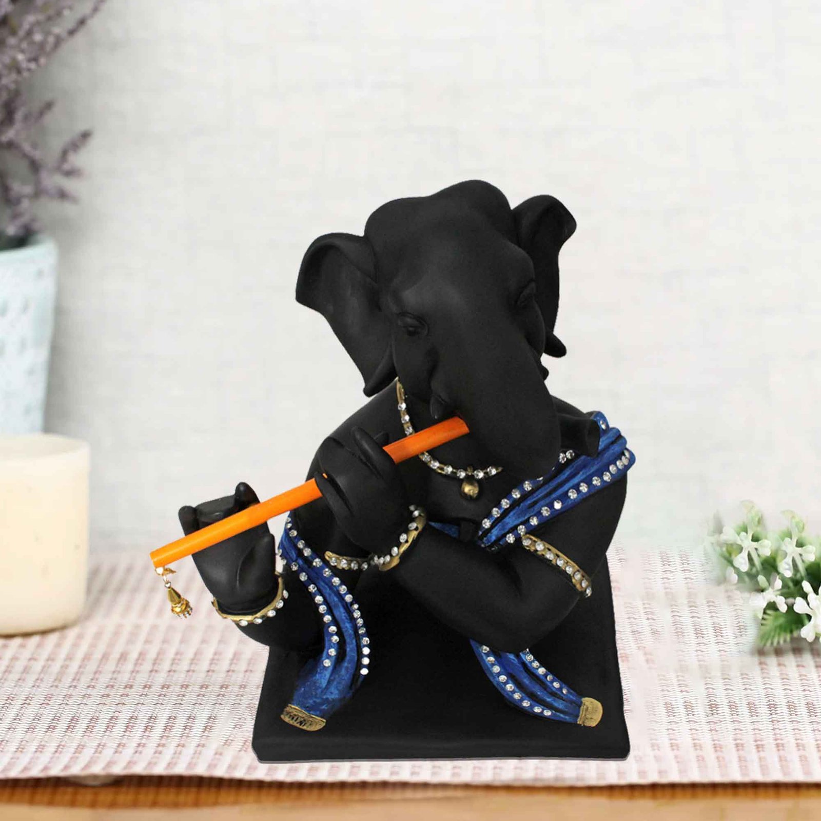 Lord Bansuri Ganesha statue for home decoration Jewellery Decorated 25 cm G57GX1362KNNMZ