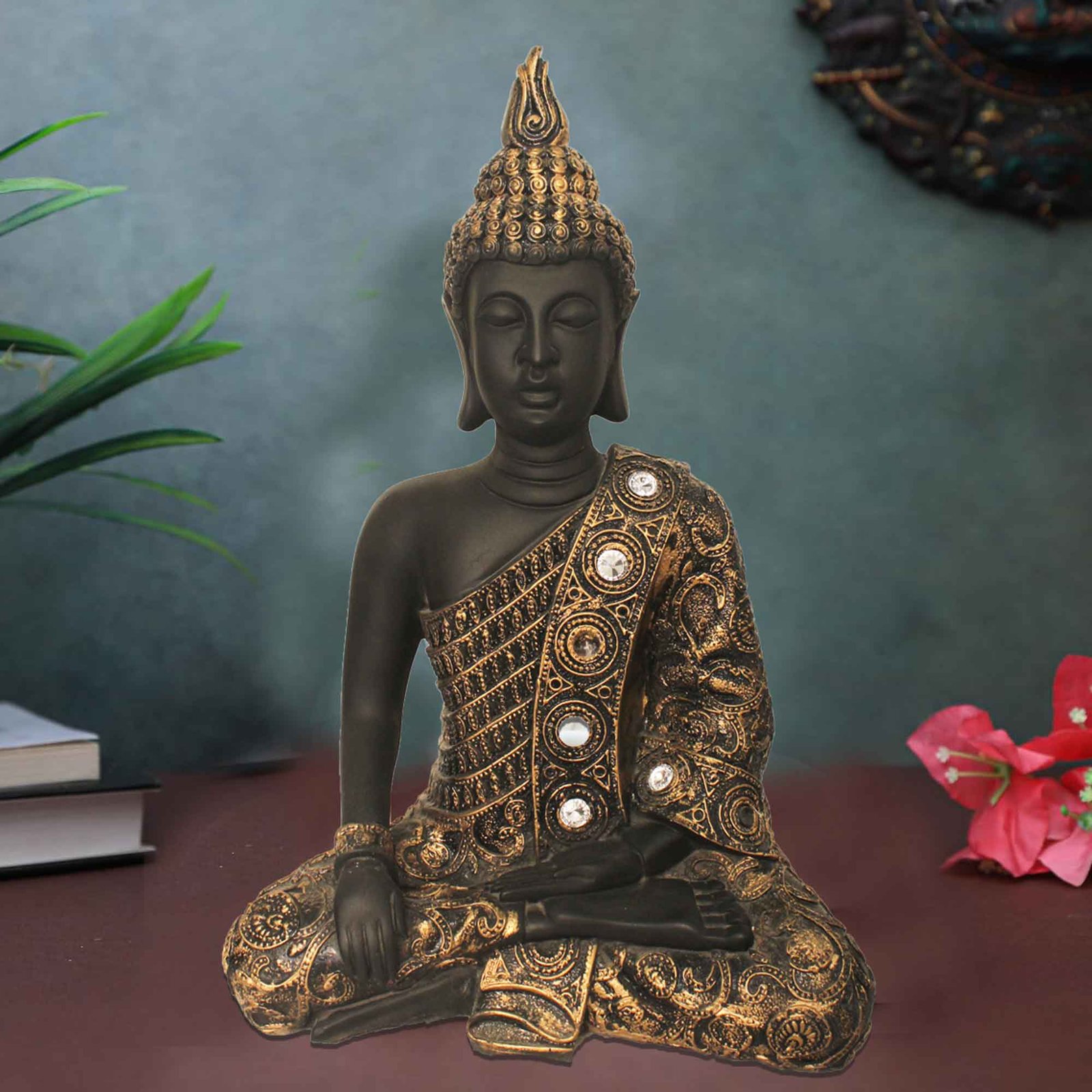 Meditating Gautam Buddha showpiece for home Jewellery Decorated 24 cm G57GX1384KBNMZ