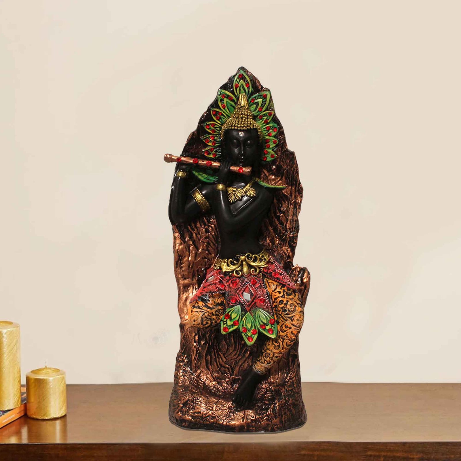 Flute Playing Buddha gift items for house warming Jewellery Decorated 32 cm G57GX1385KCMMZ