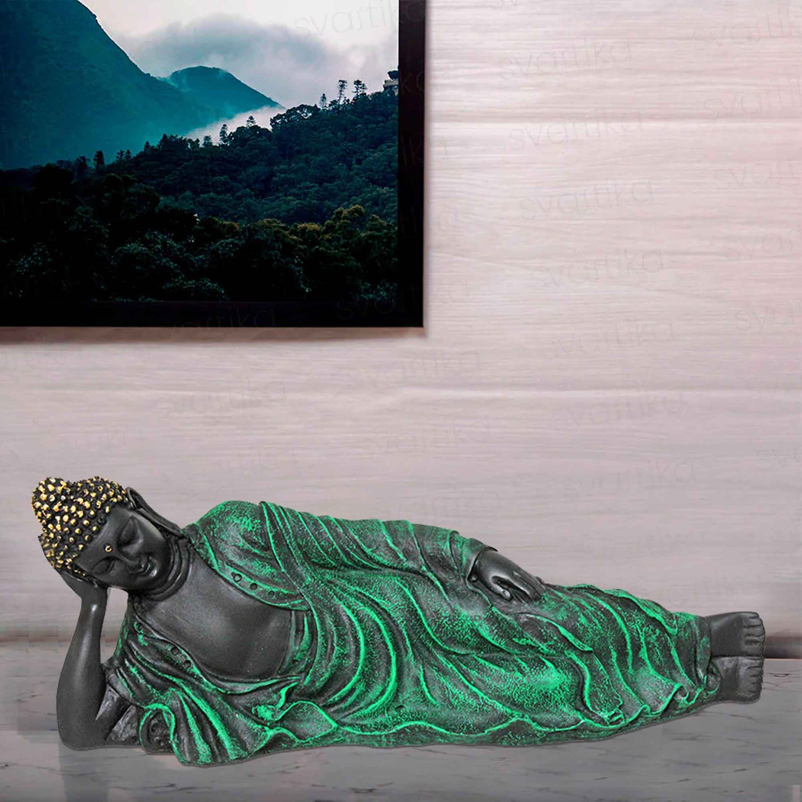 Sleeping Gautam Buddha sculpture for living room Matte Finish 10 cm G57GX1388KHNMX