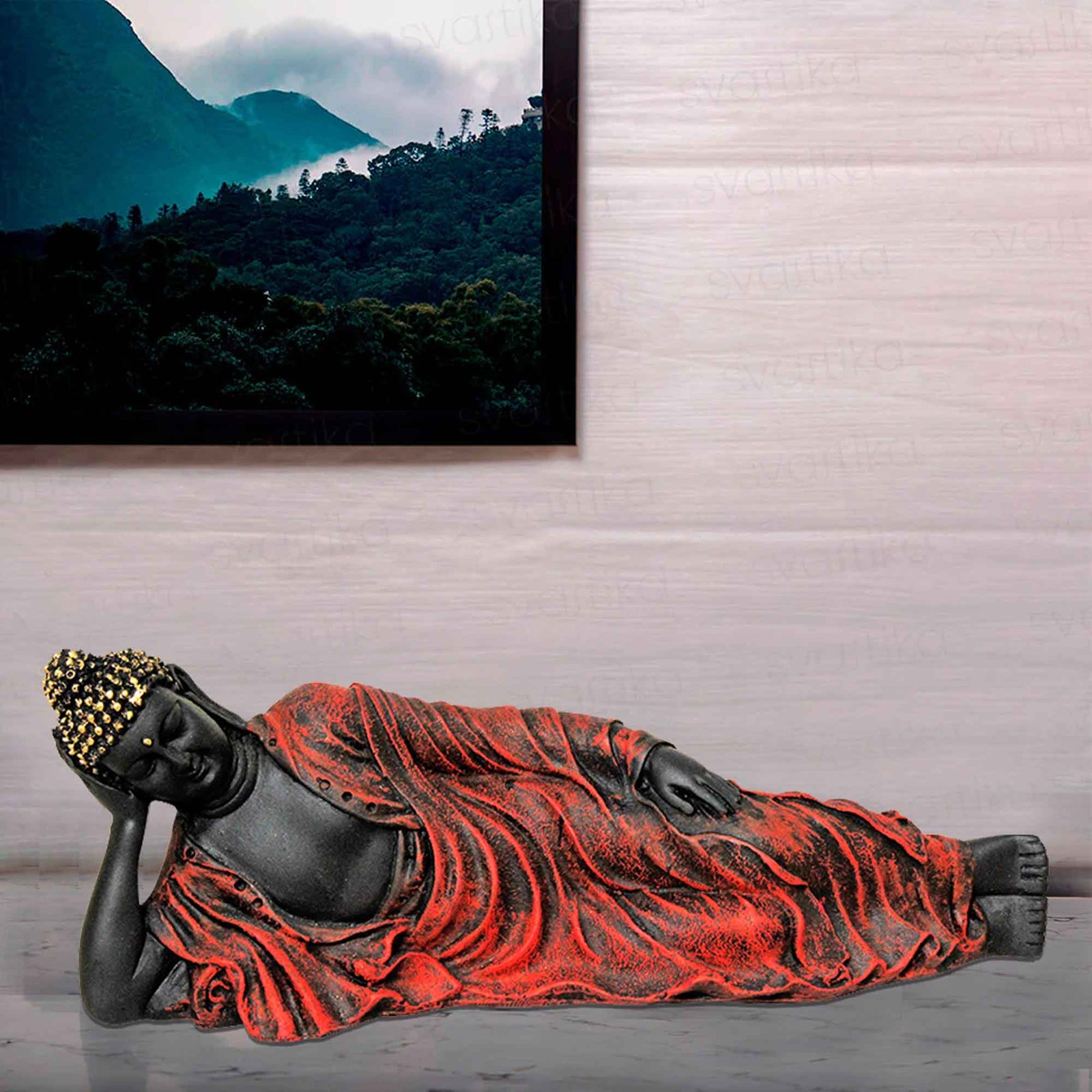 Sleeping Gautam Buddha idols for home Matte Finish 10 cm G57GX1388KRNMX