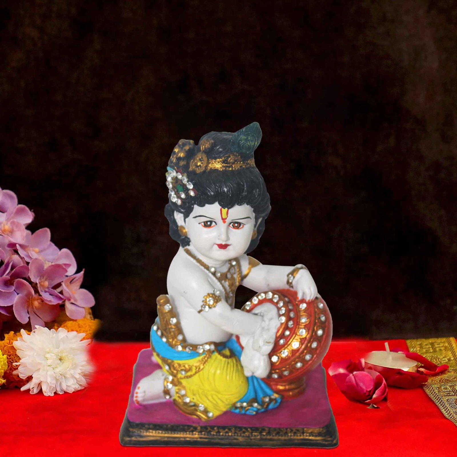 Lord Makhan Chor Krishna artifacts for living room Jewellery Decorated 19 cm G57GX1394WMLGZ