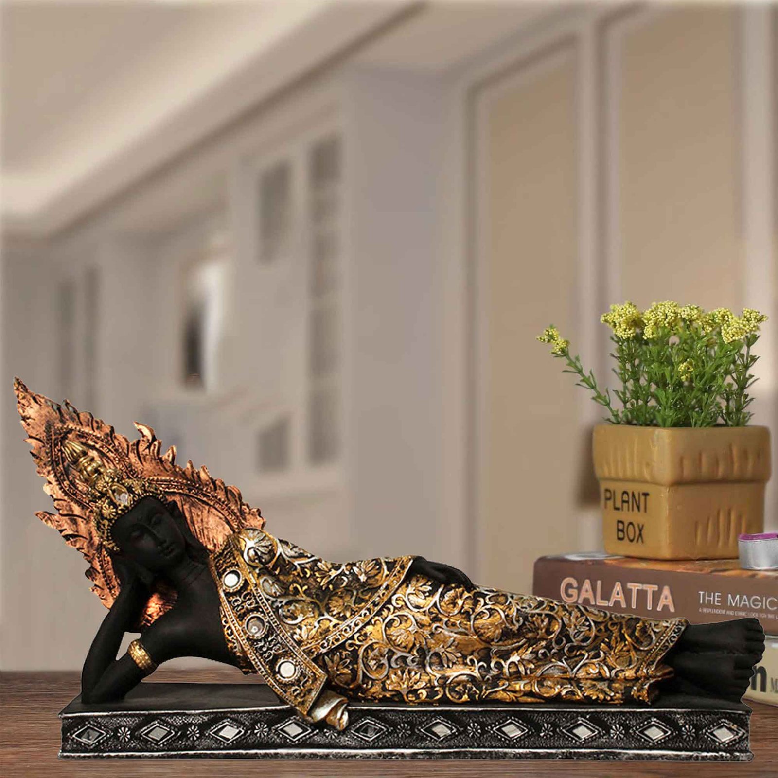 Polyresin Resting Buddha gift items for house warming Jewellery Decorated 20 cm G57GX1410KBNMZ