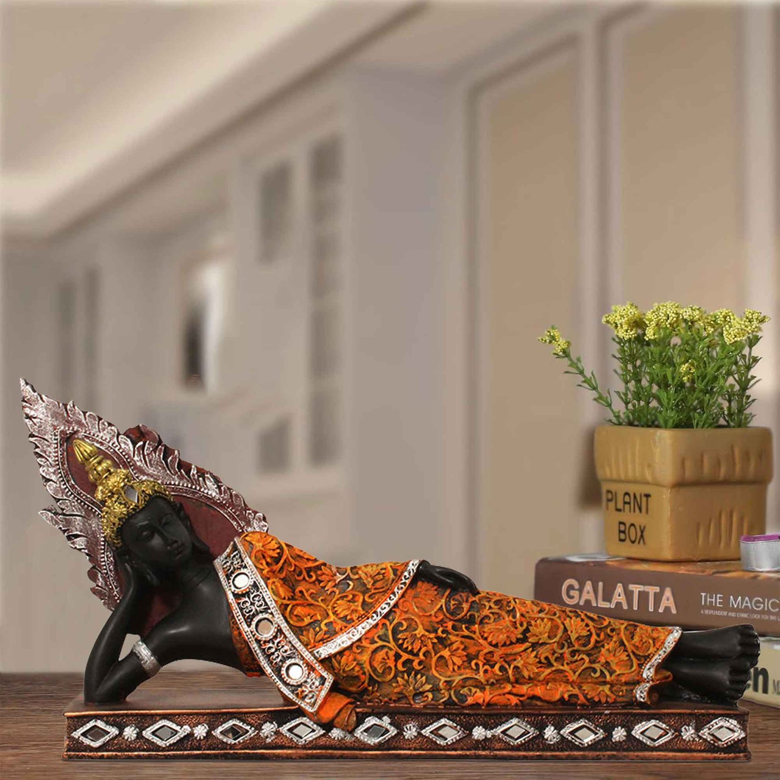 Polyresin Resting Buddha fengshui items for home decor Jewellery Decorated 20 cm G57GX1410KOMMZ
