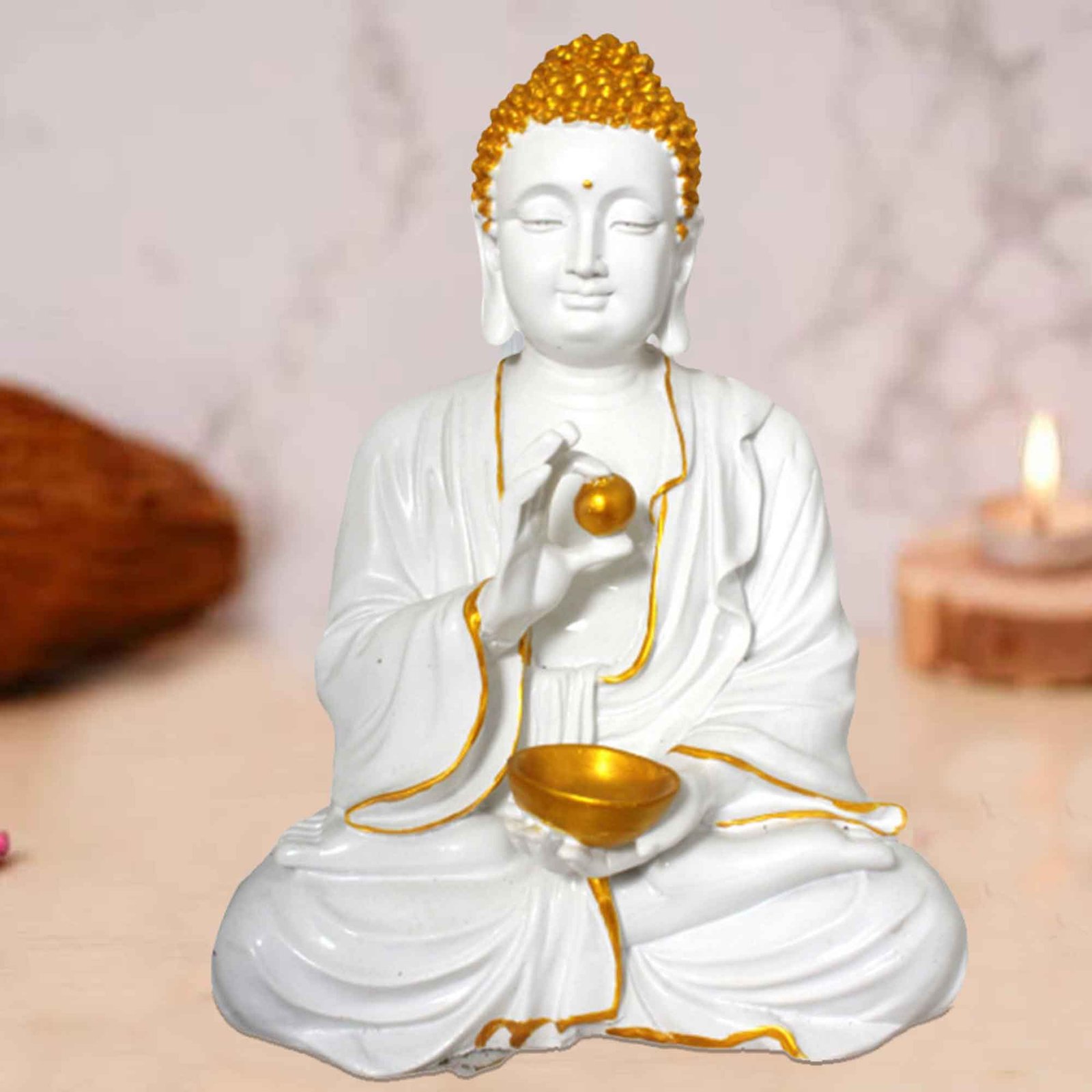 Polyresin Goli Buddha showpiece for home Gloss Finish 30 cm G57GX1423WWNGX