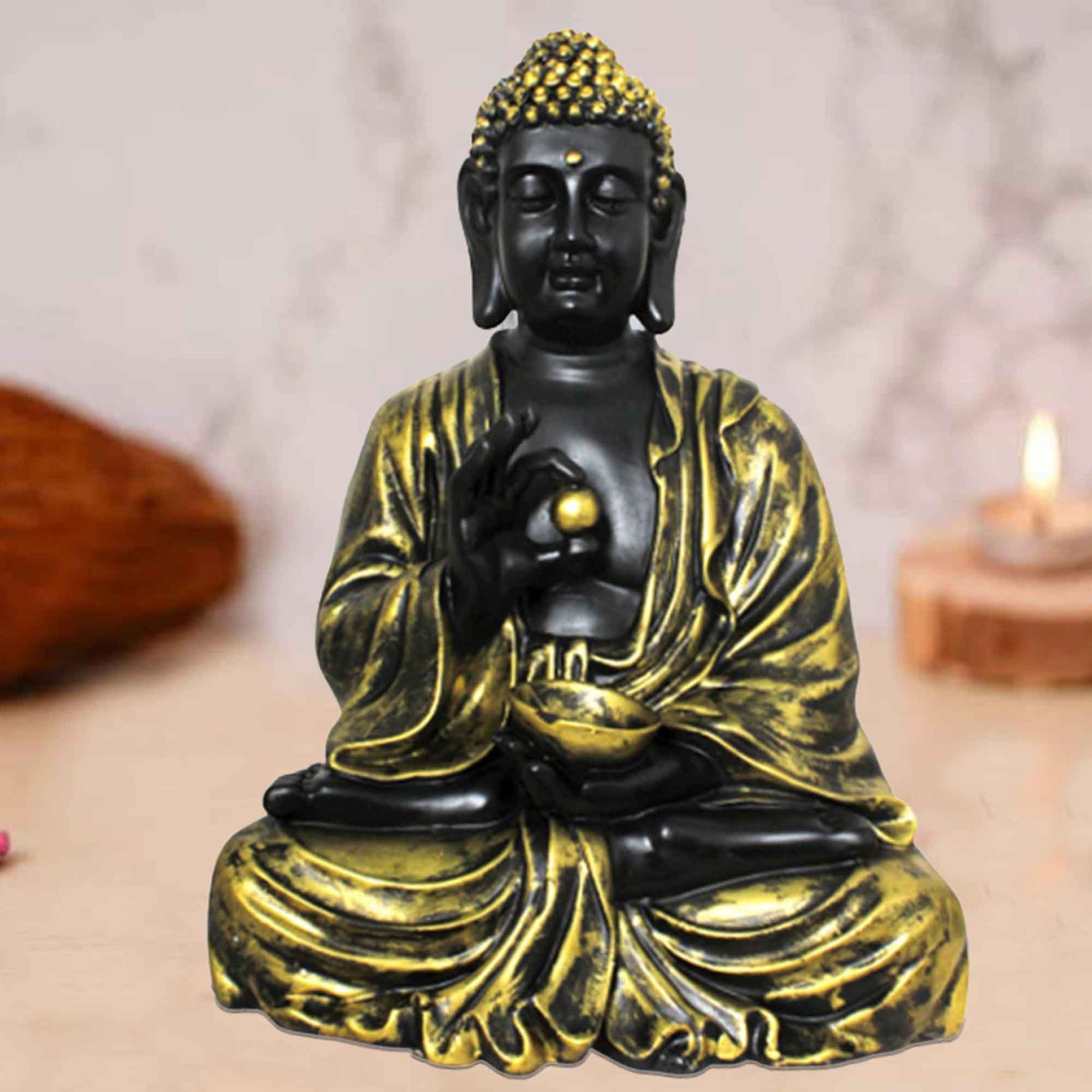 Handicraft Goli Buddha figurines for living room Matte Finish 41 cm G57GX1424KBNMX