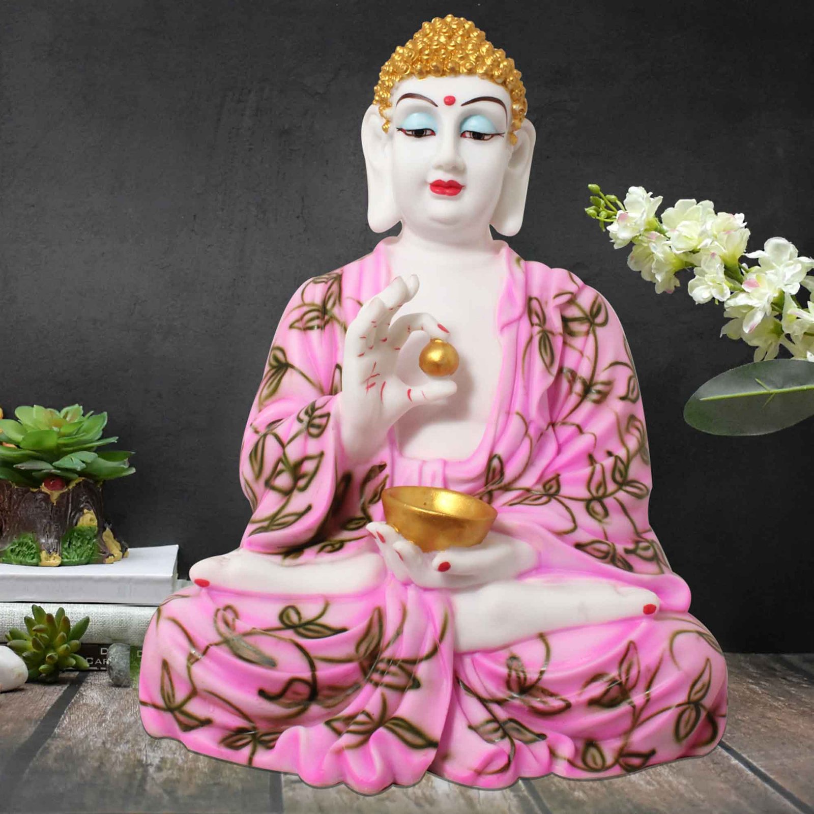 Handicraft Goli Buddha statue for home decoration Marble Look 41 cm G57GX1424WMCGX
