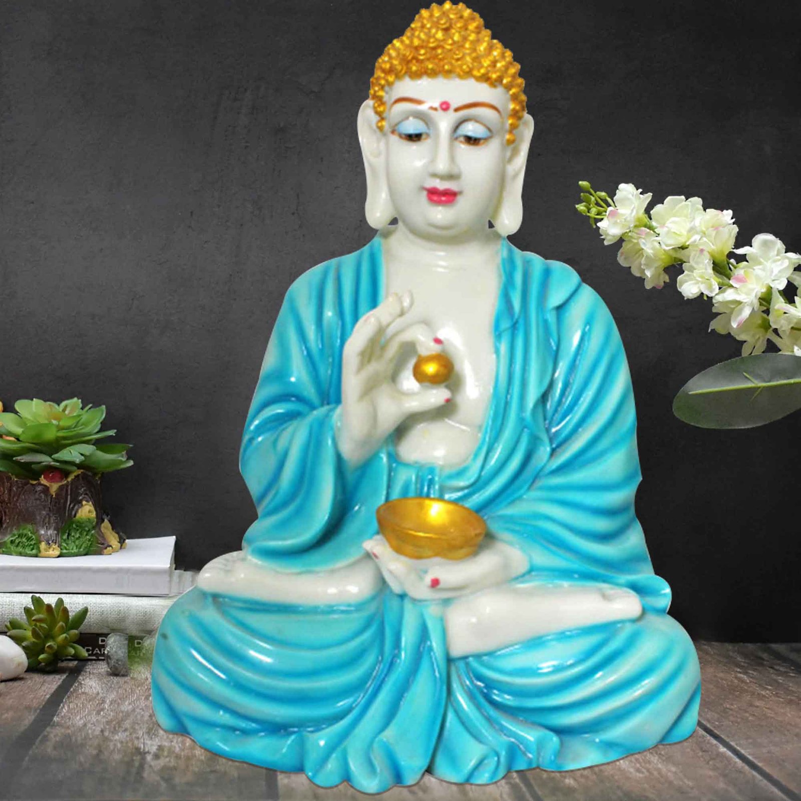 Handicraft Goli Buddha showpiece items for gift Marble Look 41 cm G57GX1424WQCGX