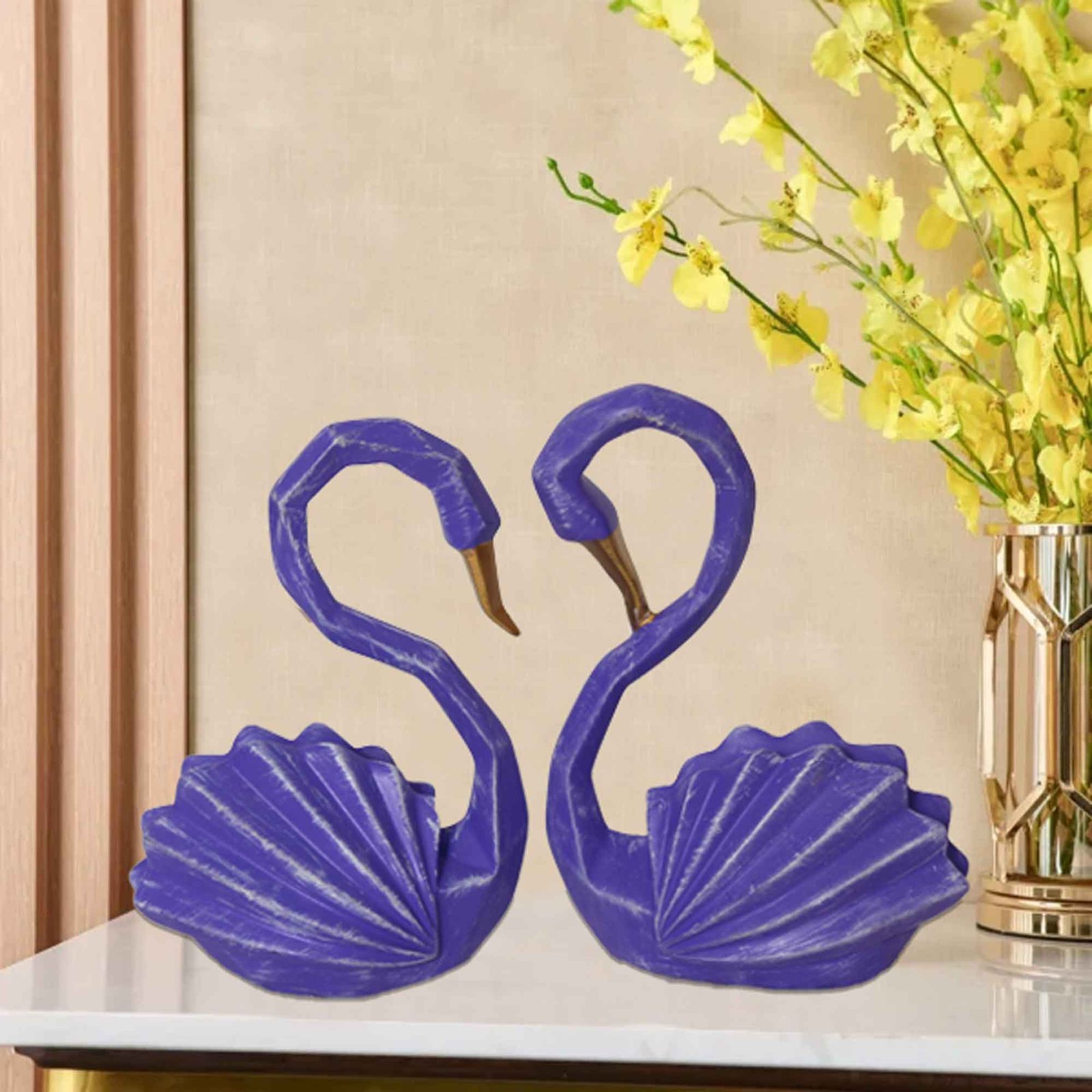 Pair of Swan gift items for wedding anniversary Antique Finish 19 cm G57GX1425JGAMX