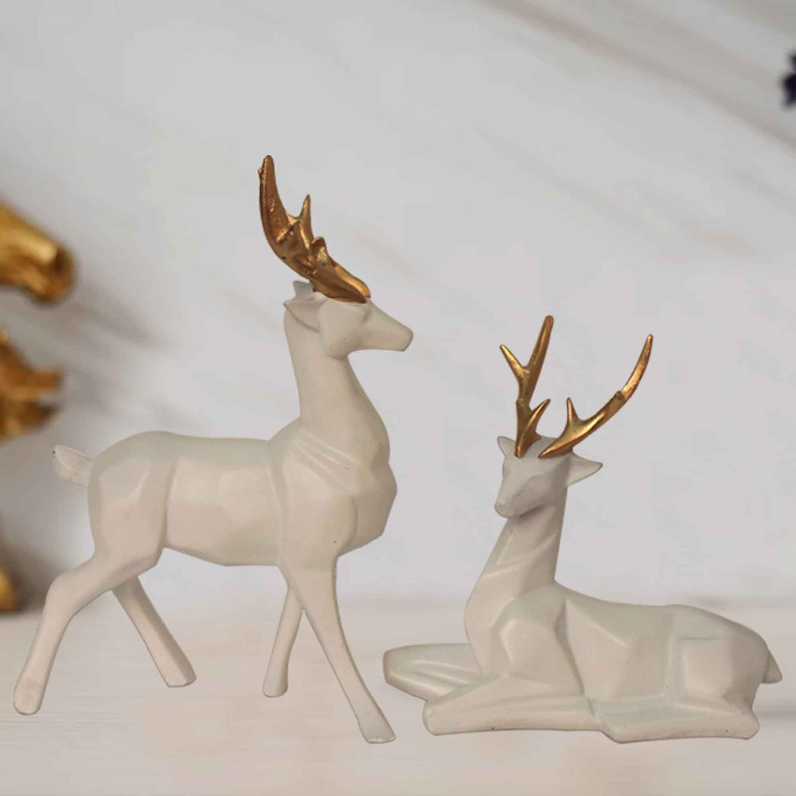 Deer Pair showpiece for home decor living room Gloss Finish 22 cm G57GX1426WGNGX