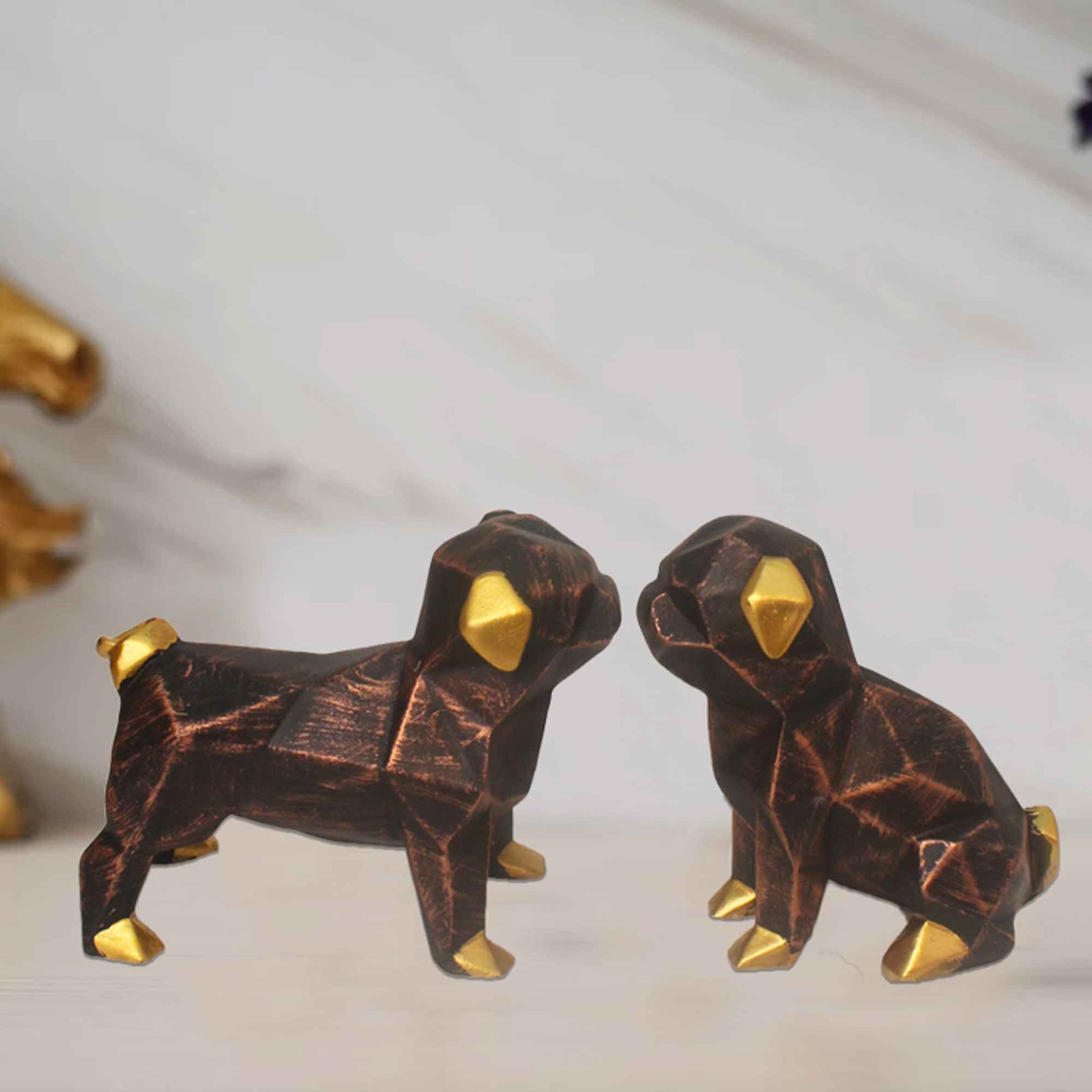 Cute Dog Pair sculpture for gift Matte Finish 18 cm G57GX1427CGNMX