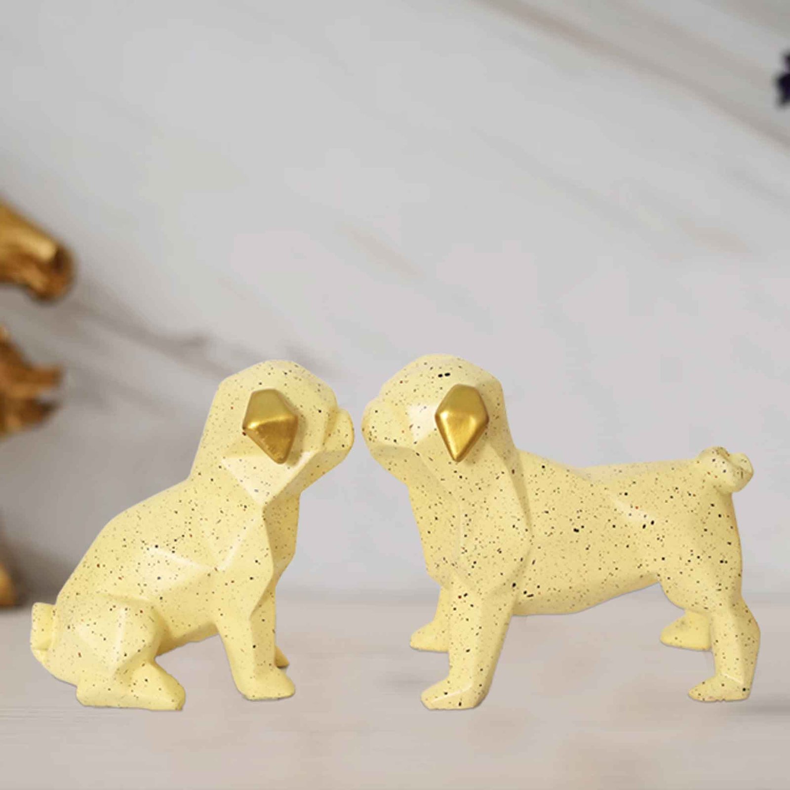 Cute Dog Pair sculpture for living room Dotted Matte Finish 18 cm G57GX1427IGDMX