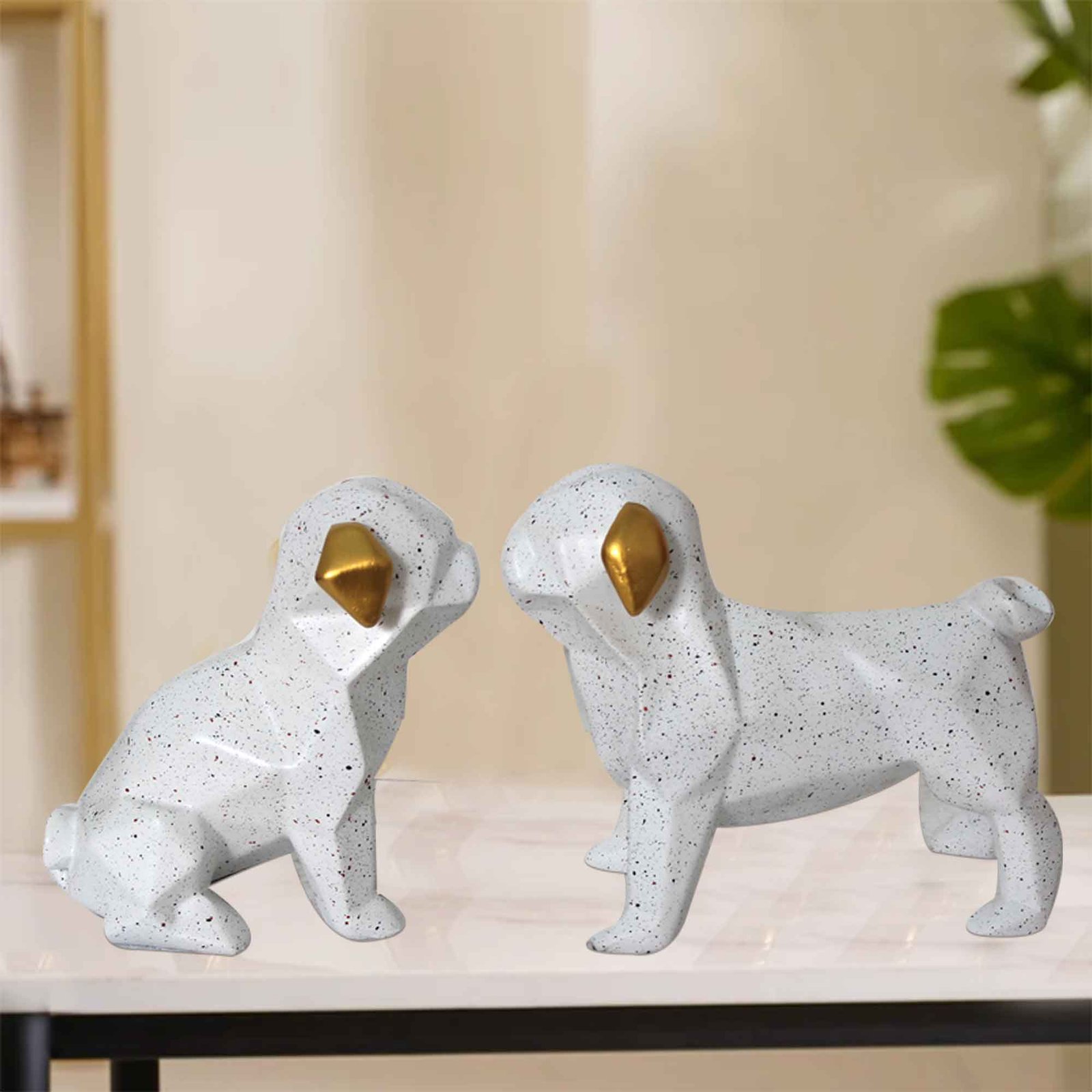 Cute Dog Pair showpiece for bedroom Dotted Matte Finish 18 cm G57GX1427WGDMX